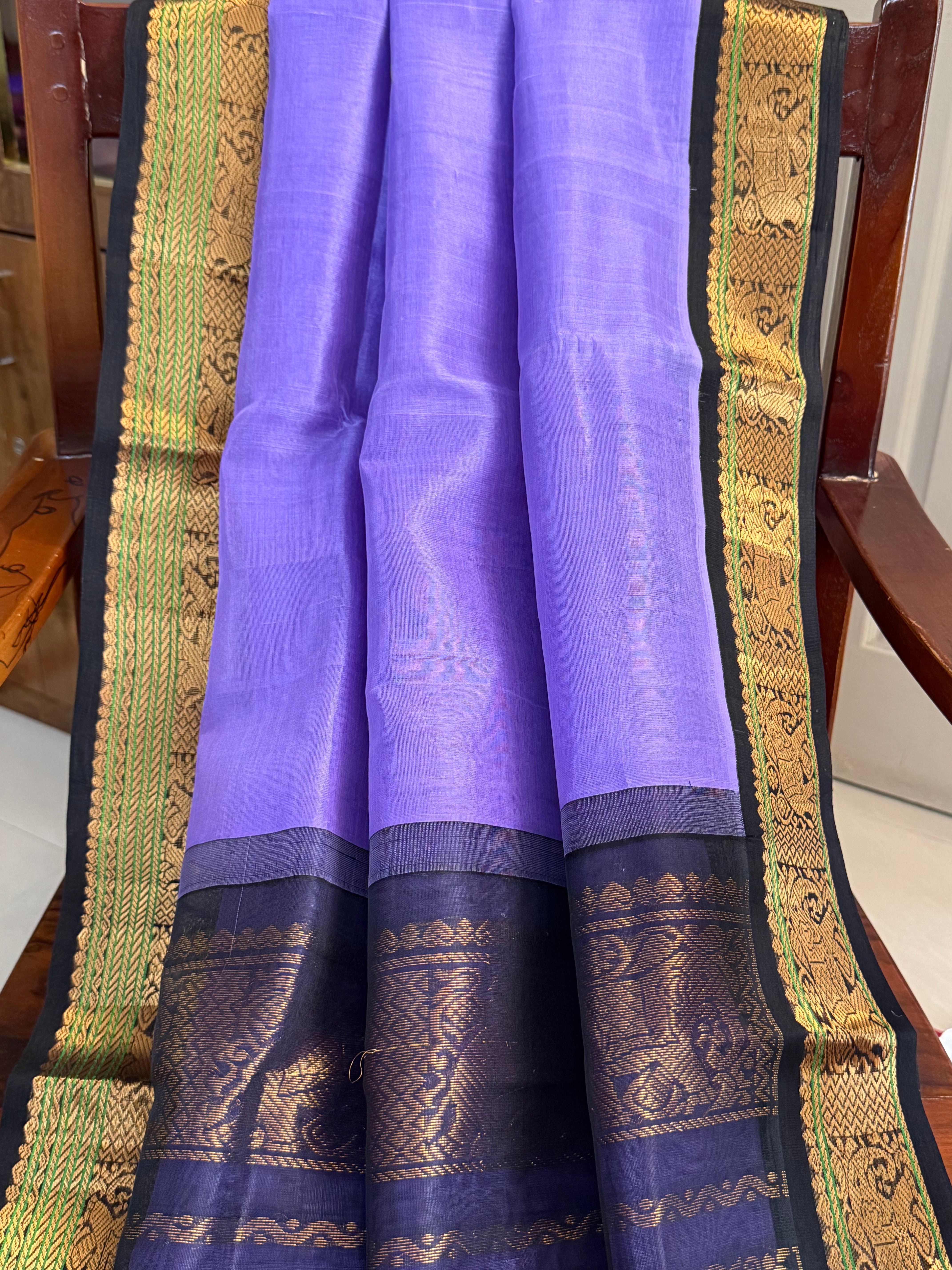 Lavender and dark blue / silk cotton