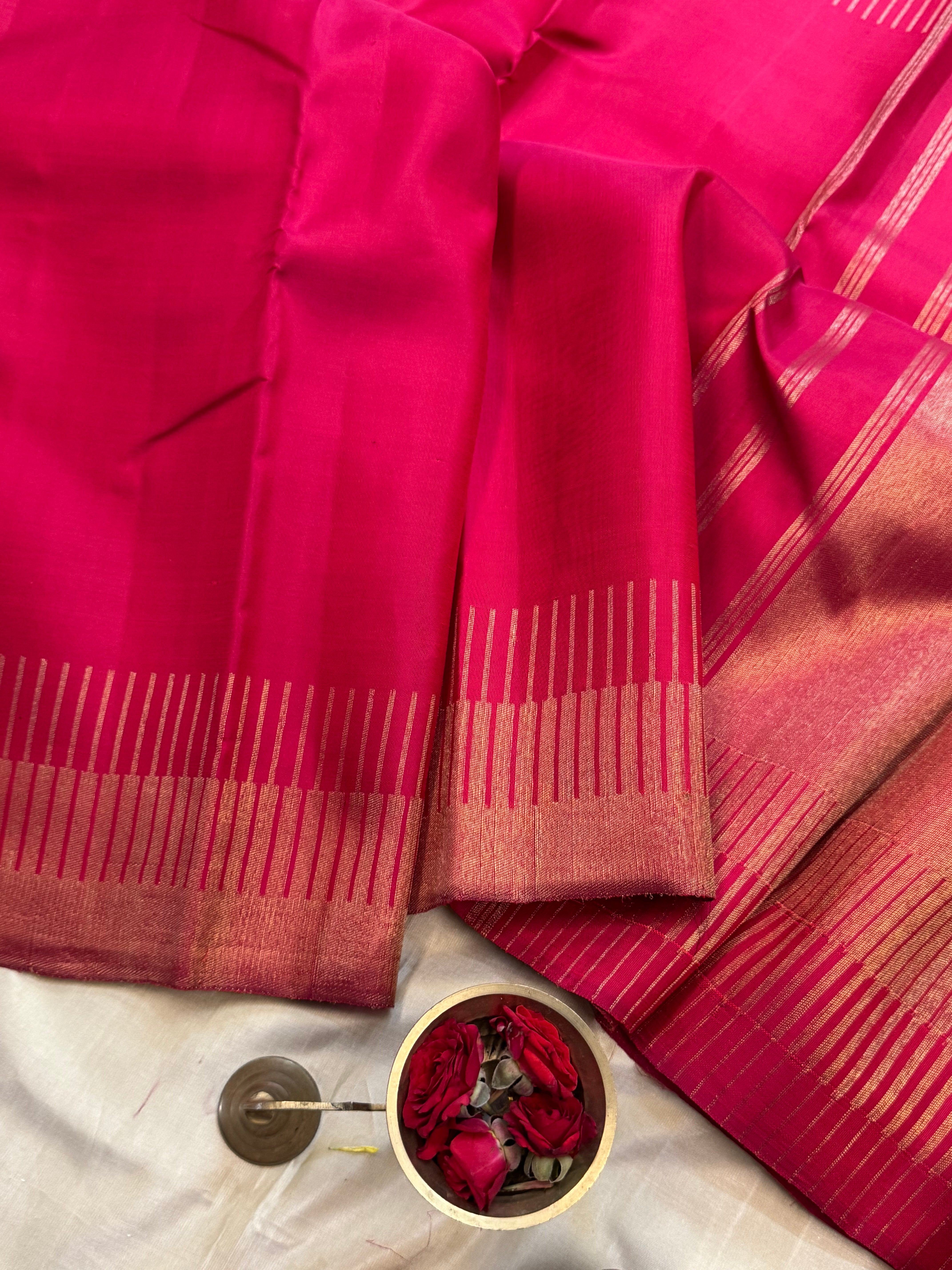 Reddish pink seepureeku border / Kanjipuram silk