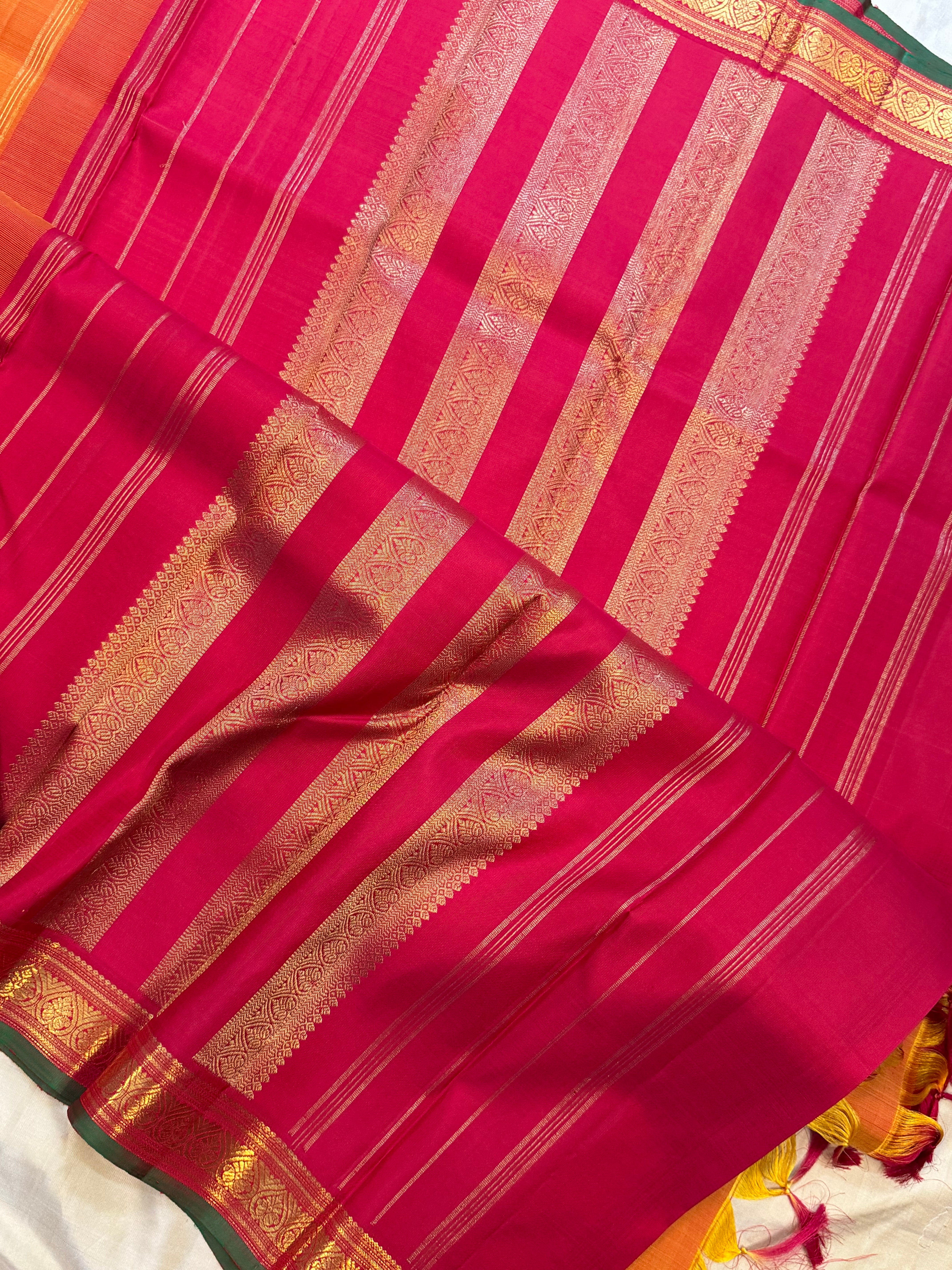 Permam : Simha color small border. / Kanjipuram silk CL5911
