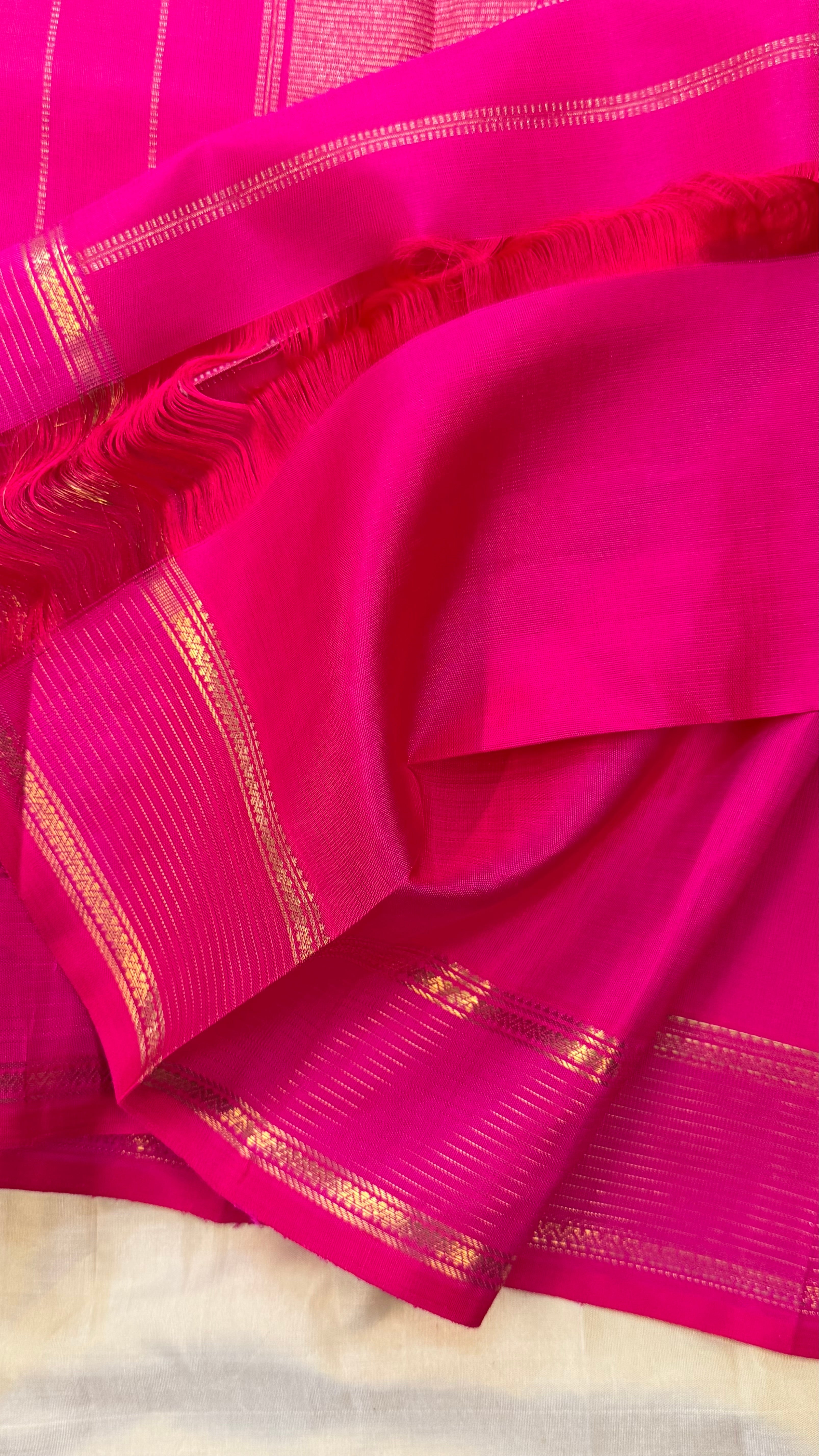 Pink rettapet border/ kanjipuram silk