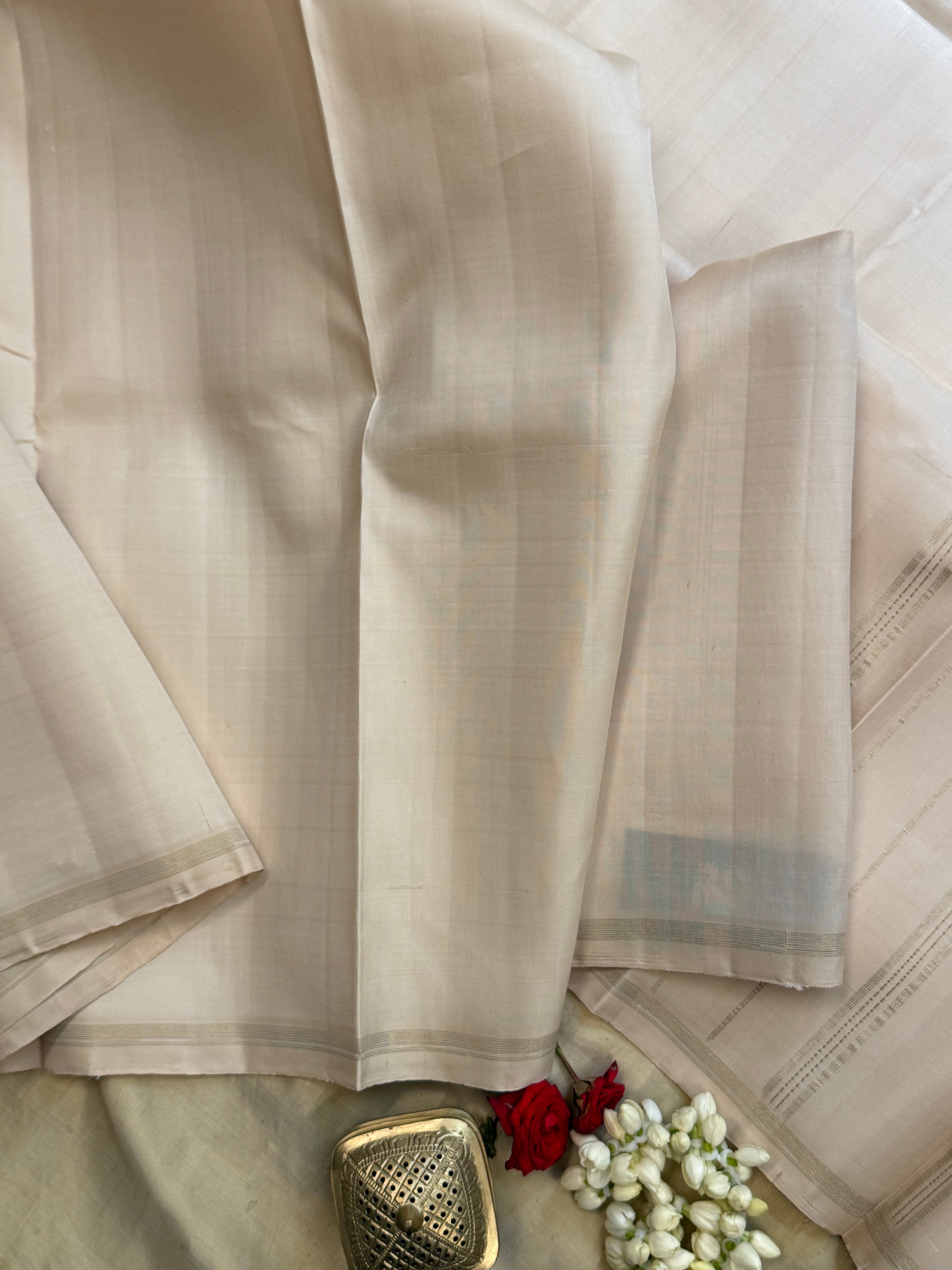 Onam edit - offwhite plain / Kanjipuram silk