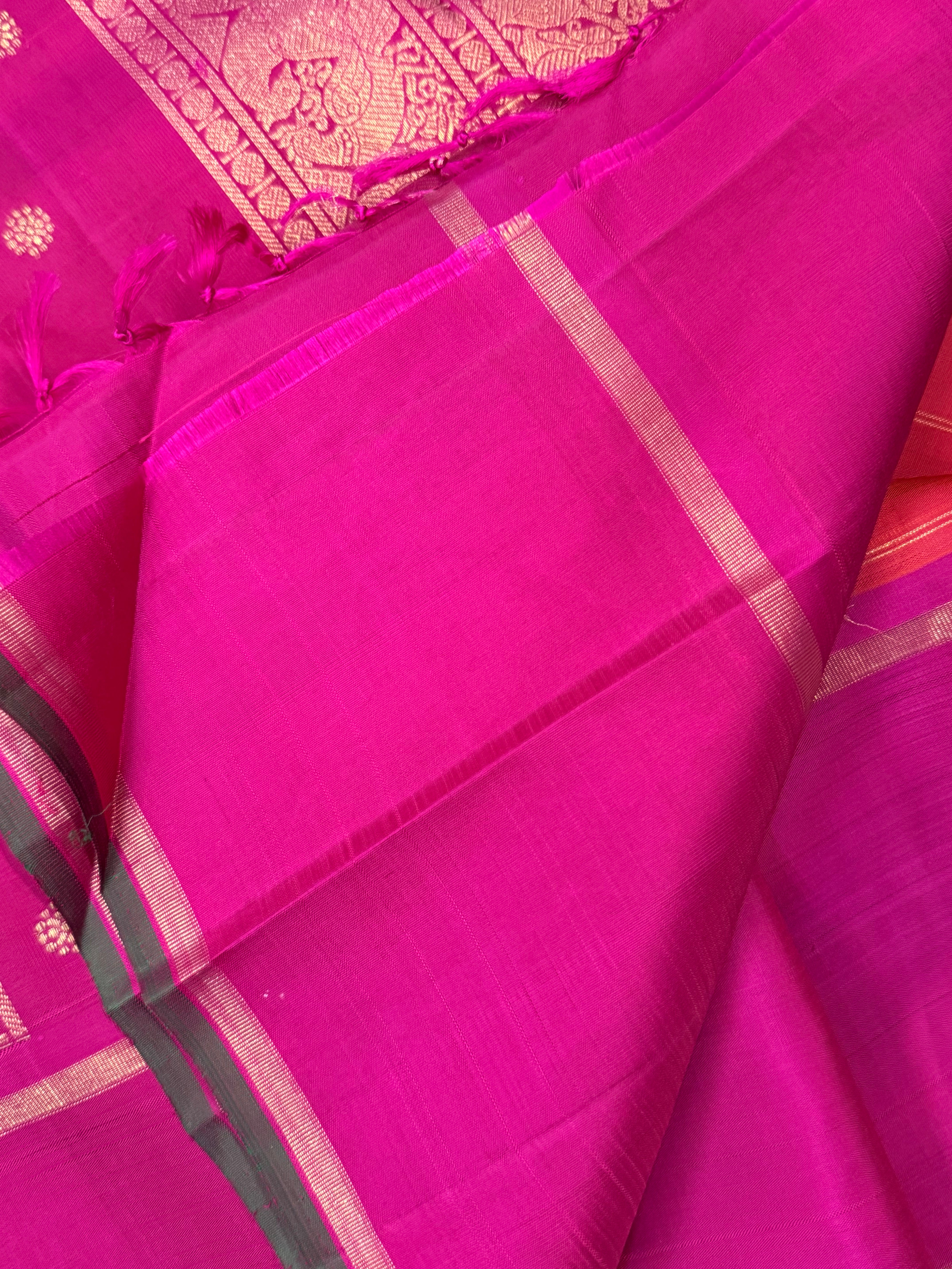 Orange kattam butta and pink / Kanjipuram silk