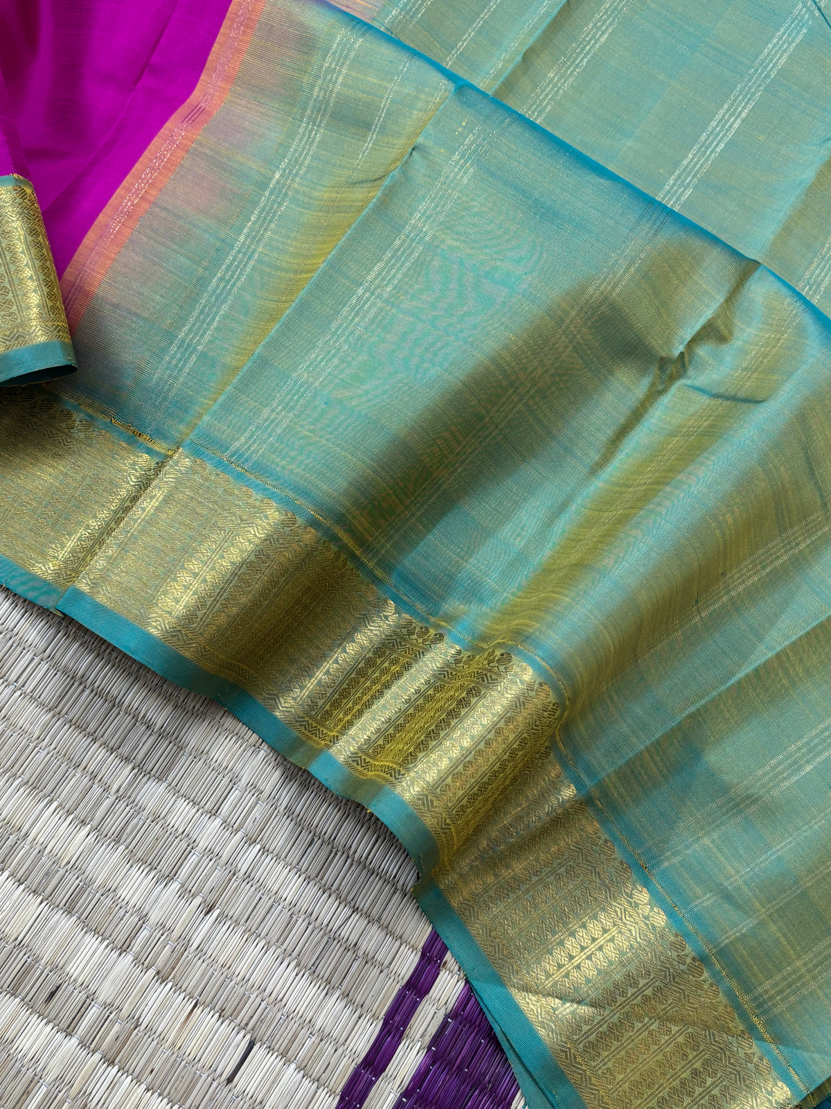 Concept saree-double pallu and double blouse Korvai/kanjipuram silk saree clsa 10956