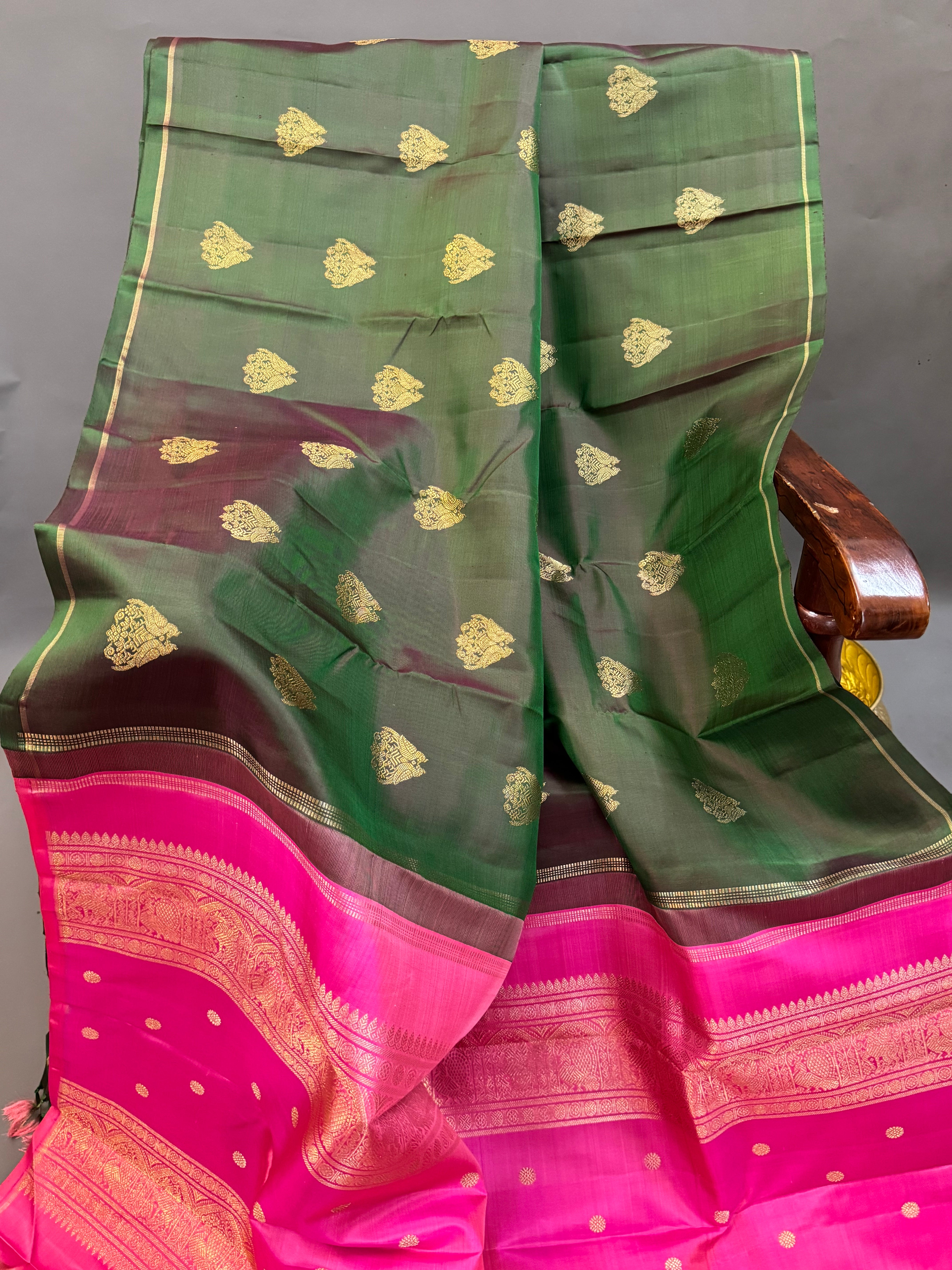 Manthulir Jodi kili Borderless kanjipuram silk saree
