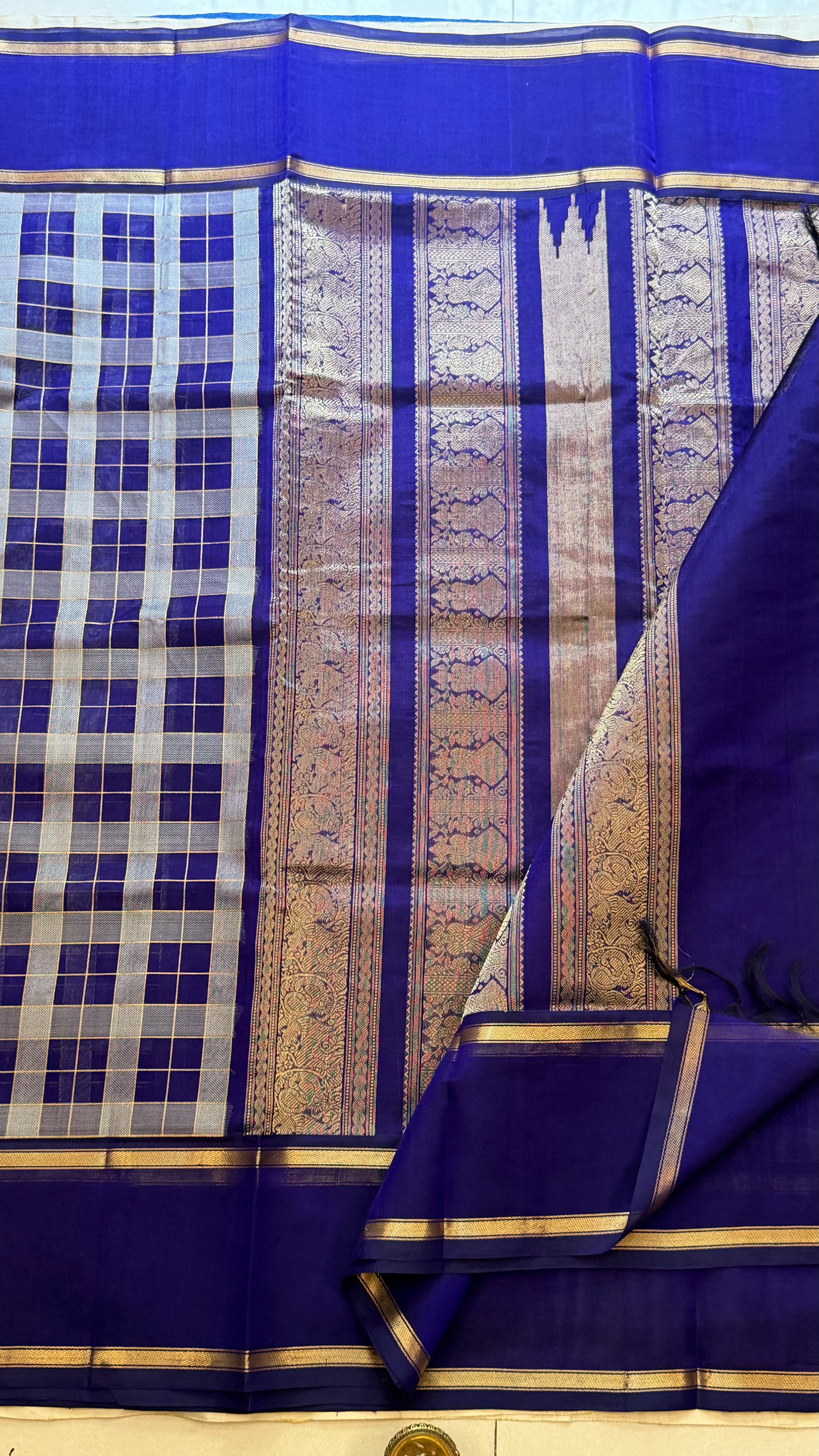 Chettinad Kattam blue silk cotton.