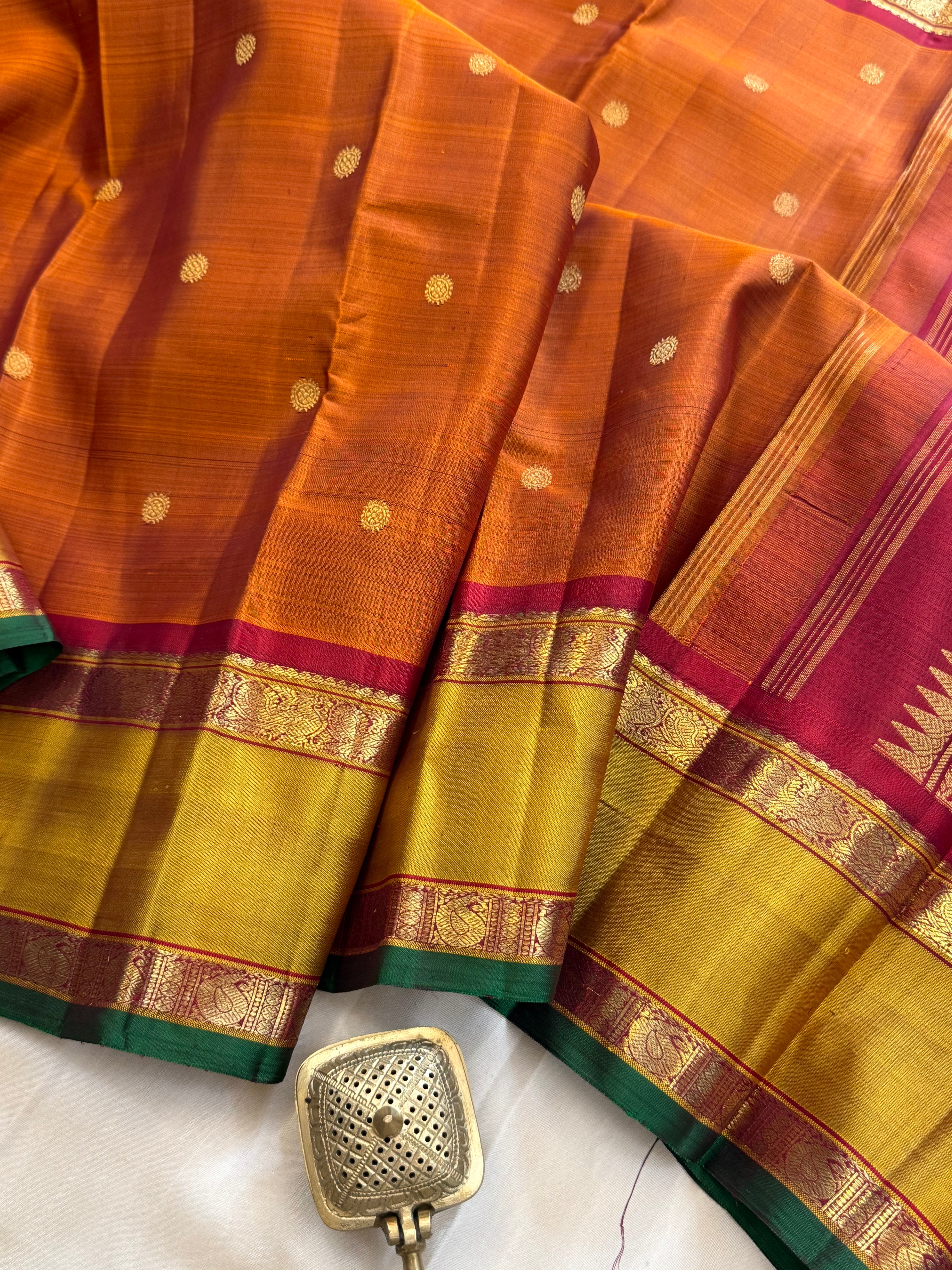 Rust retta per Pure Kanjipuram silk CLSA11285