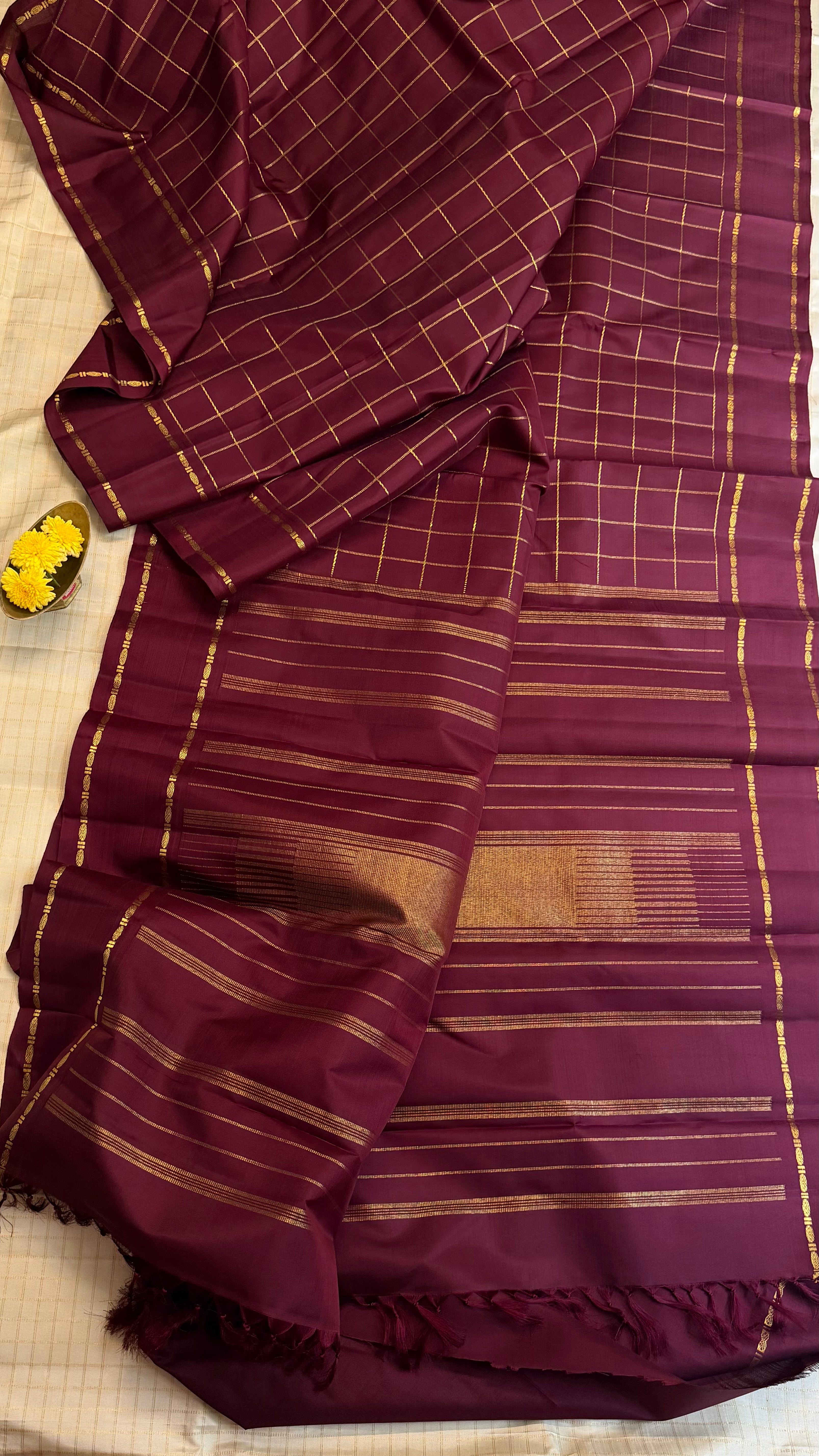 Vintage style Zari Kattam Kanjipuram silk m