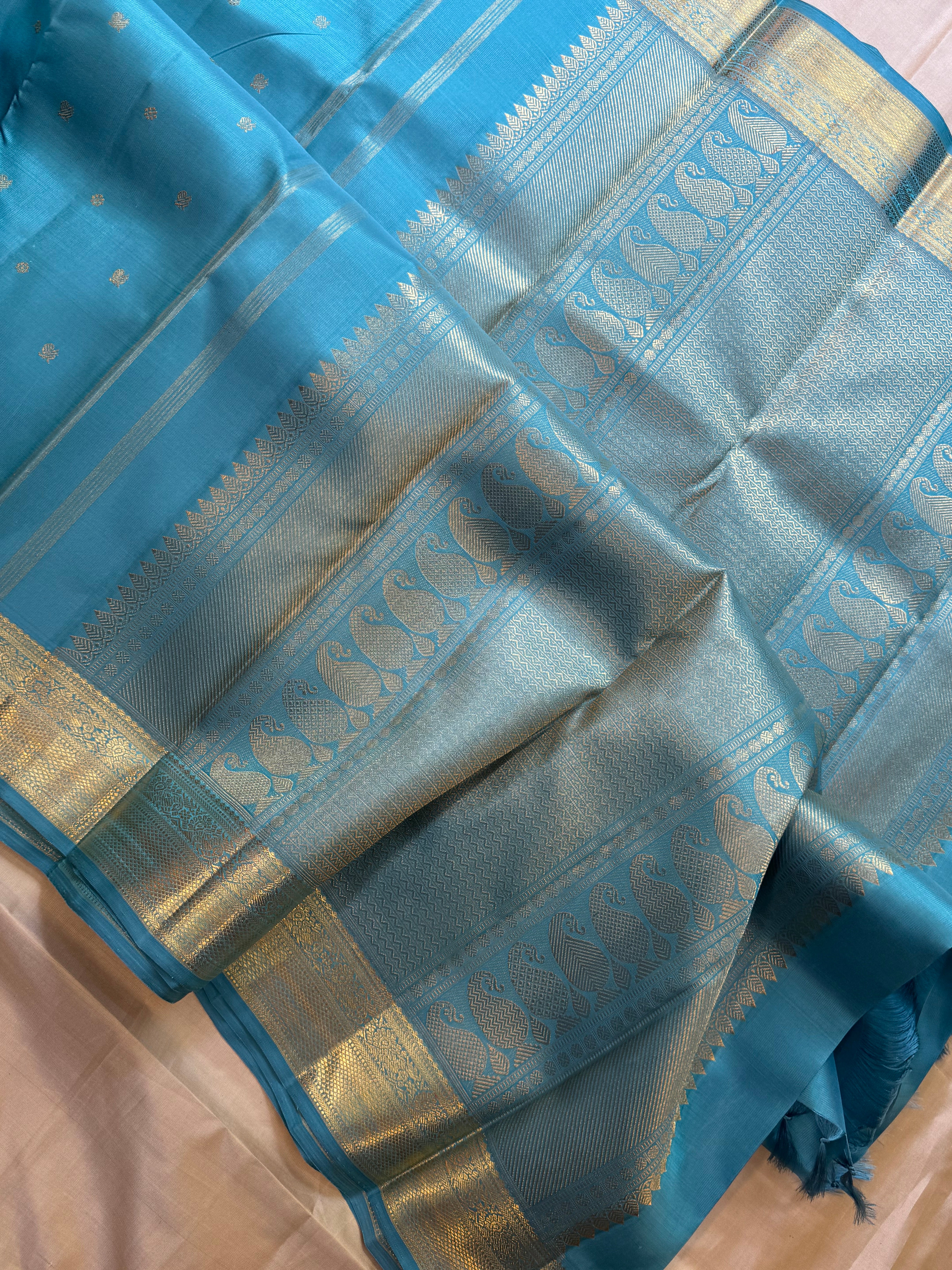 Swapnam : powder blue kili pet / kanjipuram silk