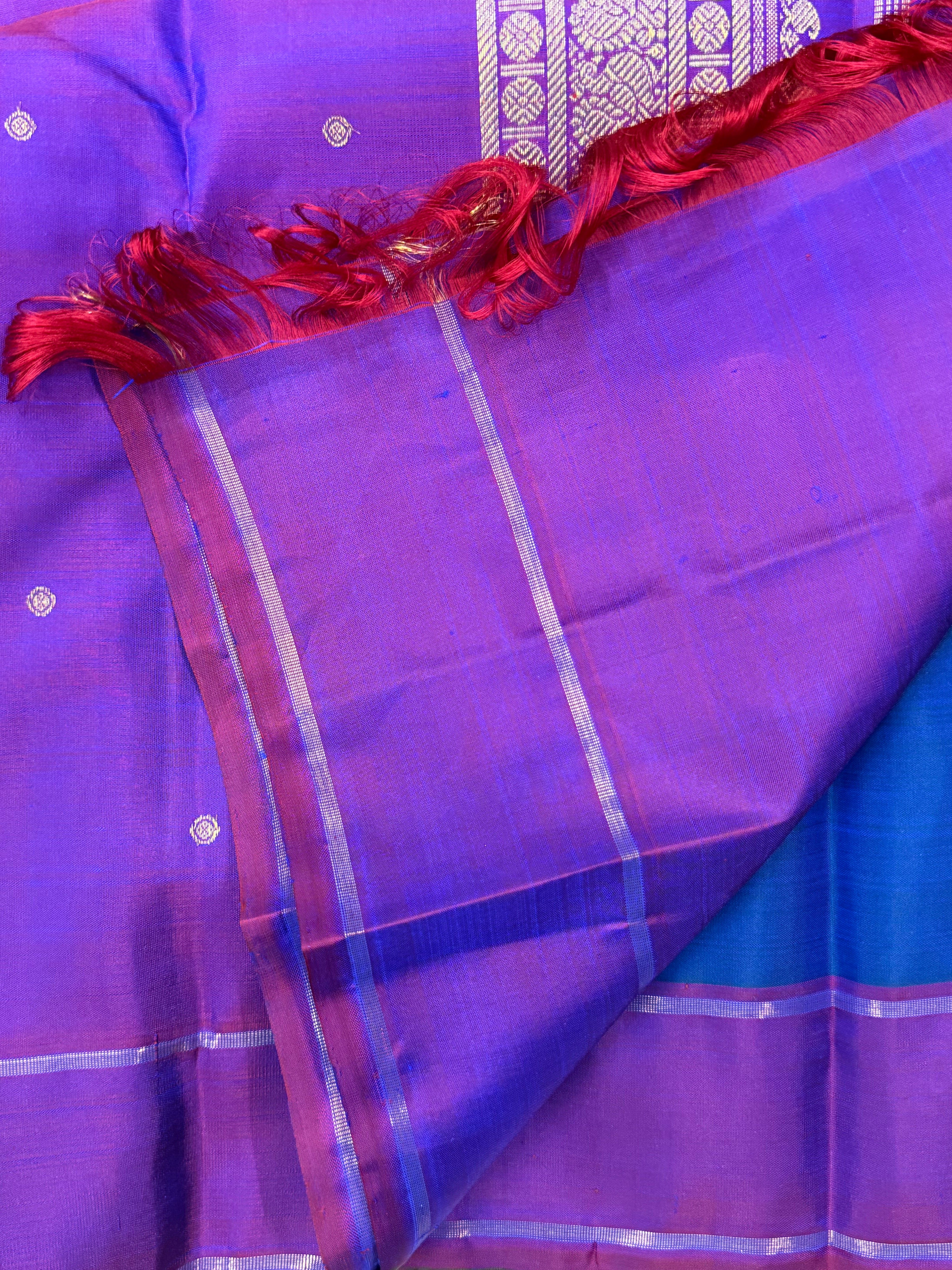 Bluish purple annam and chakram butta/ Kanjipuram silk CL9885