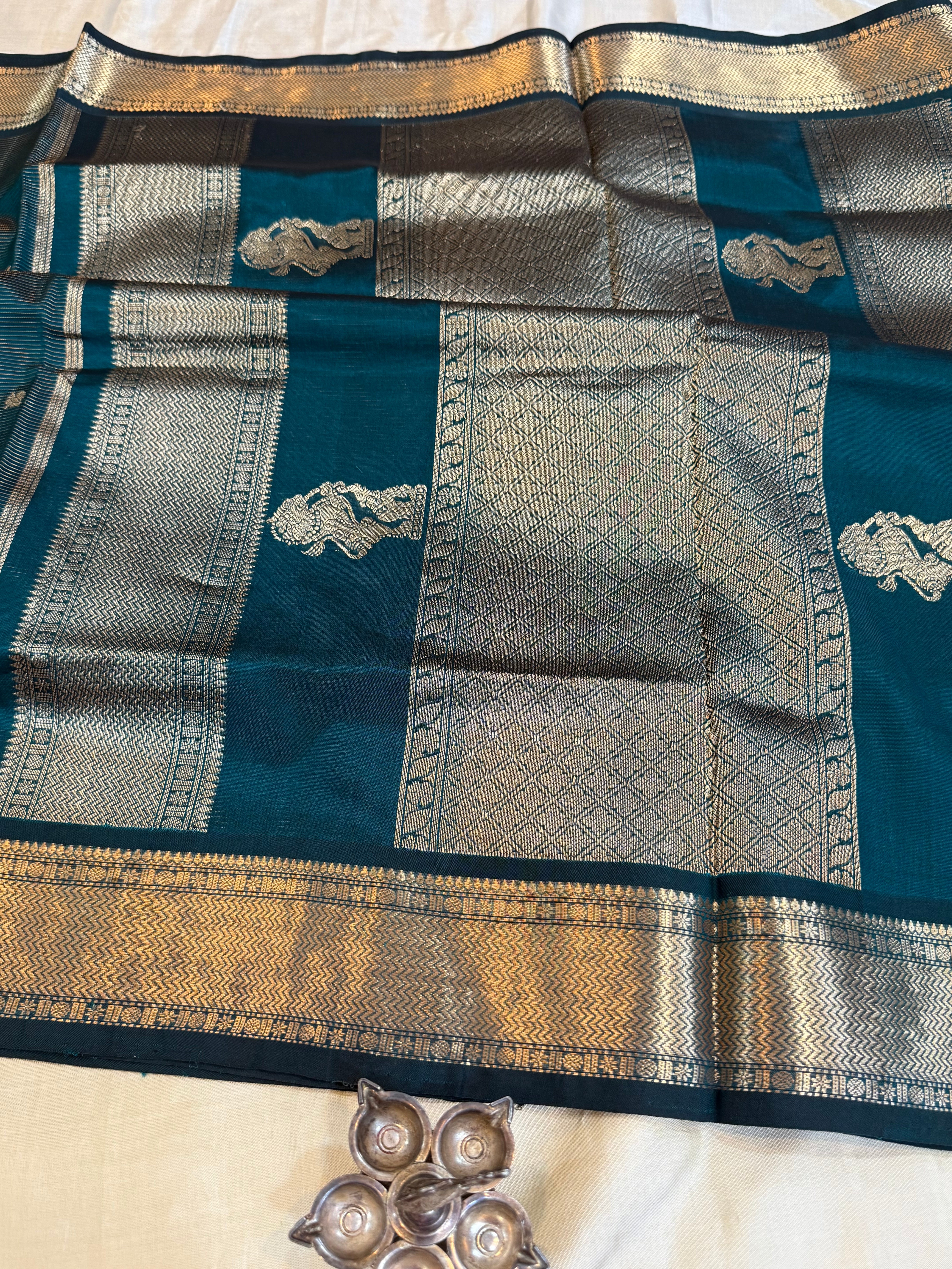 Rama green Yazhli pet mercidised premium silk cotton