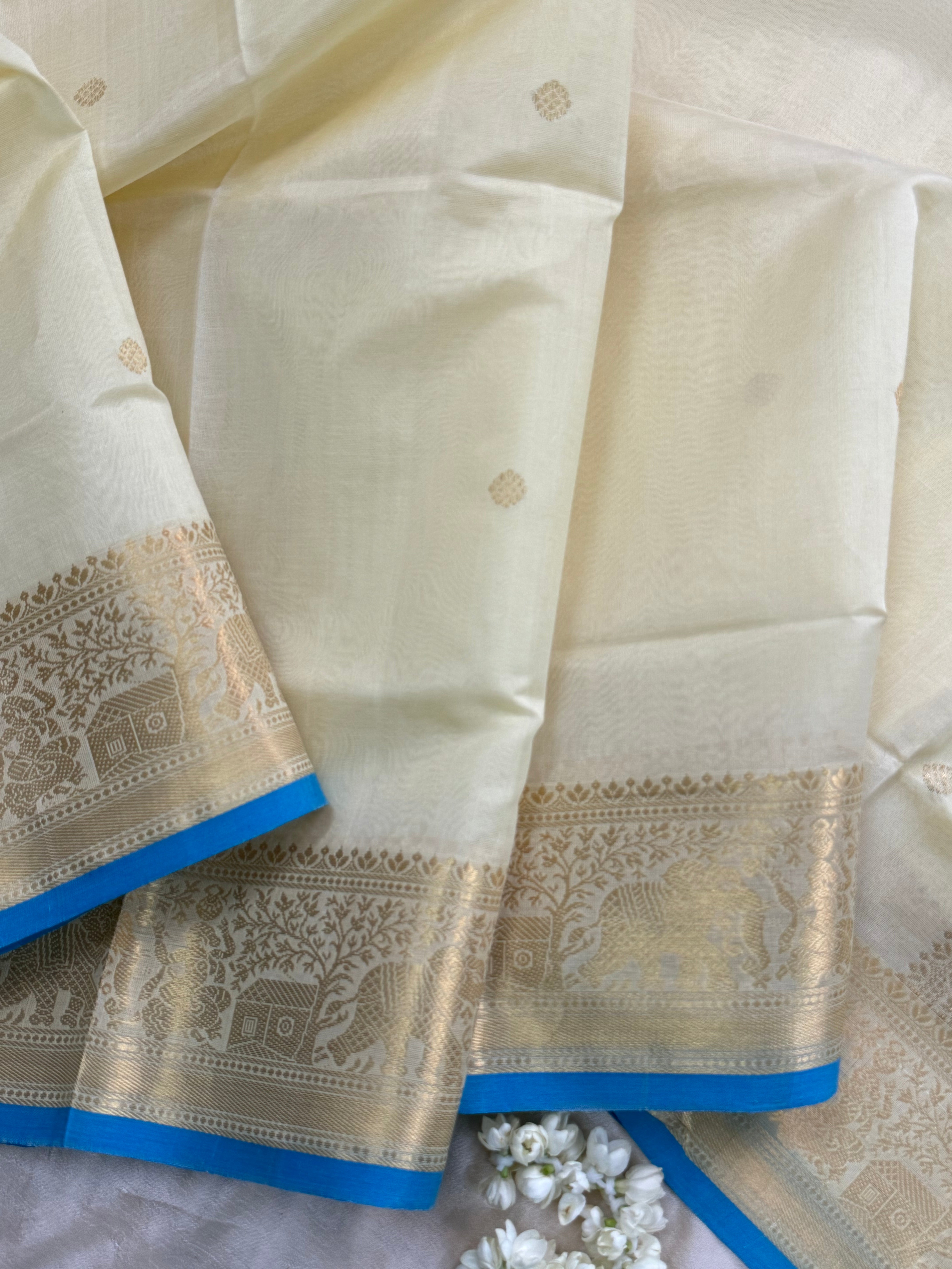 Offwhite getti border/ Silk cotton