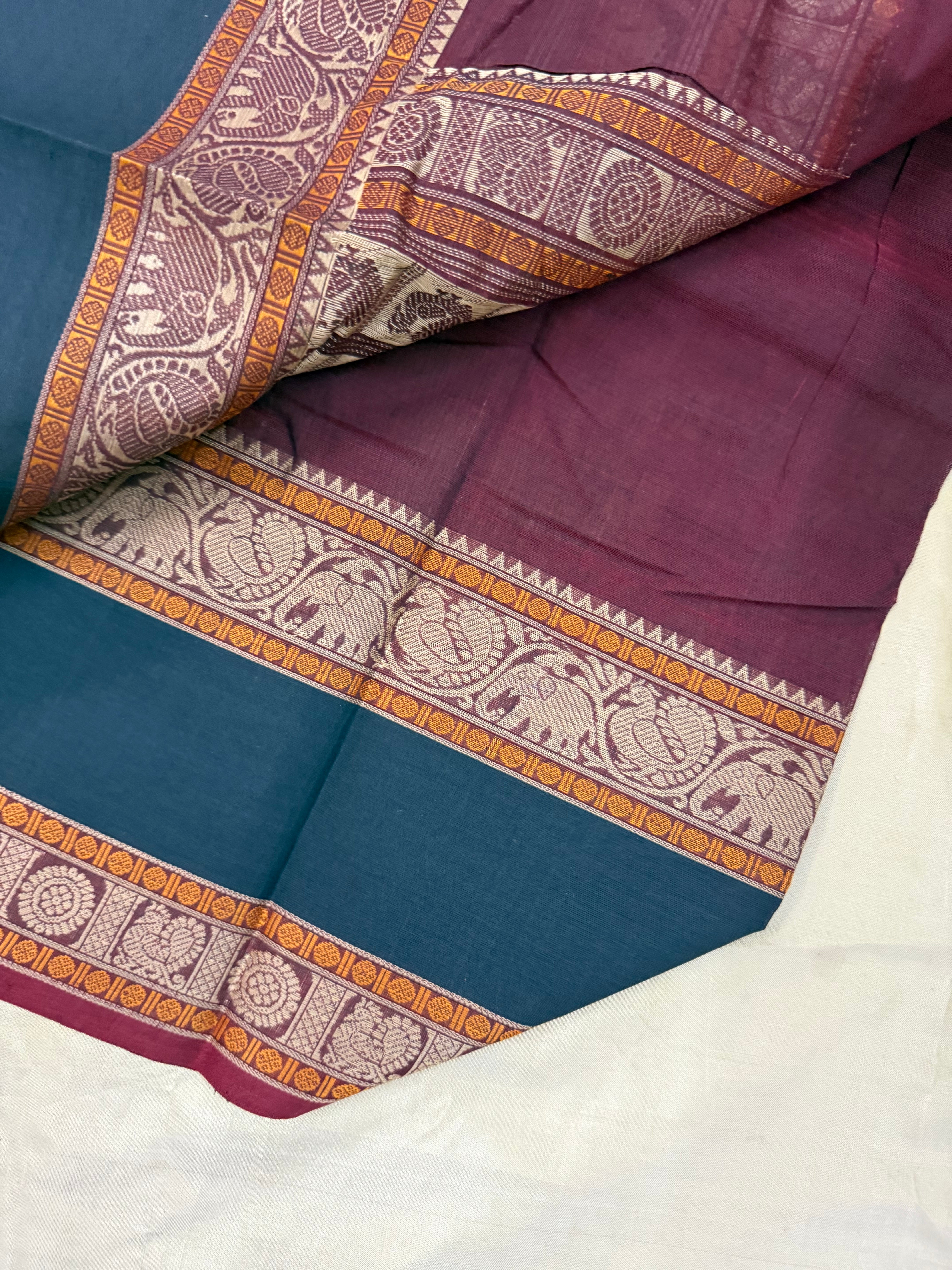 Deep merron multi butta kattam / Kanchi Cotton