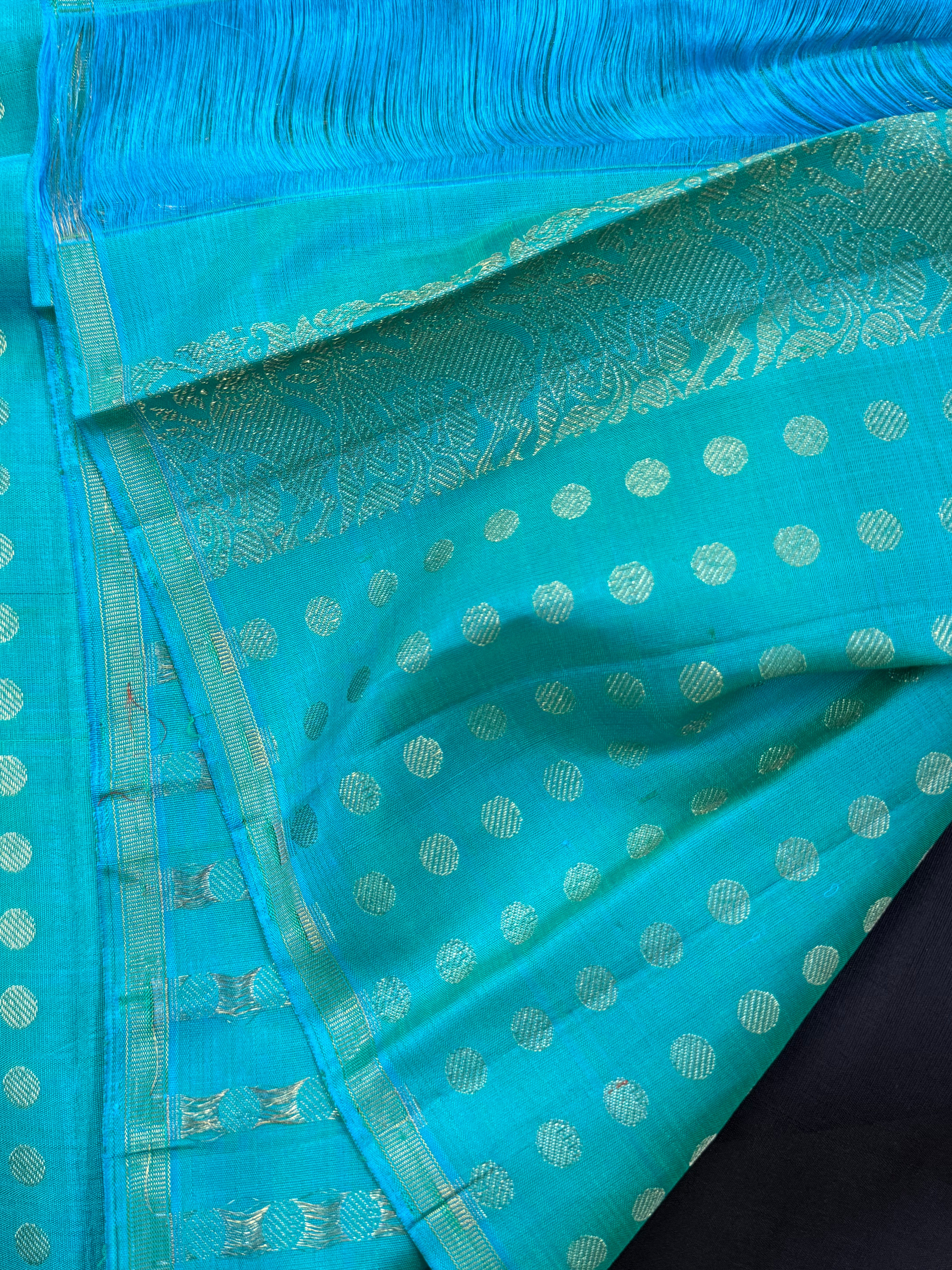 Black and turquoise blue pallu / Kanjipuram silk CL2349