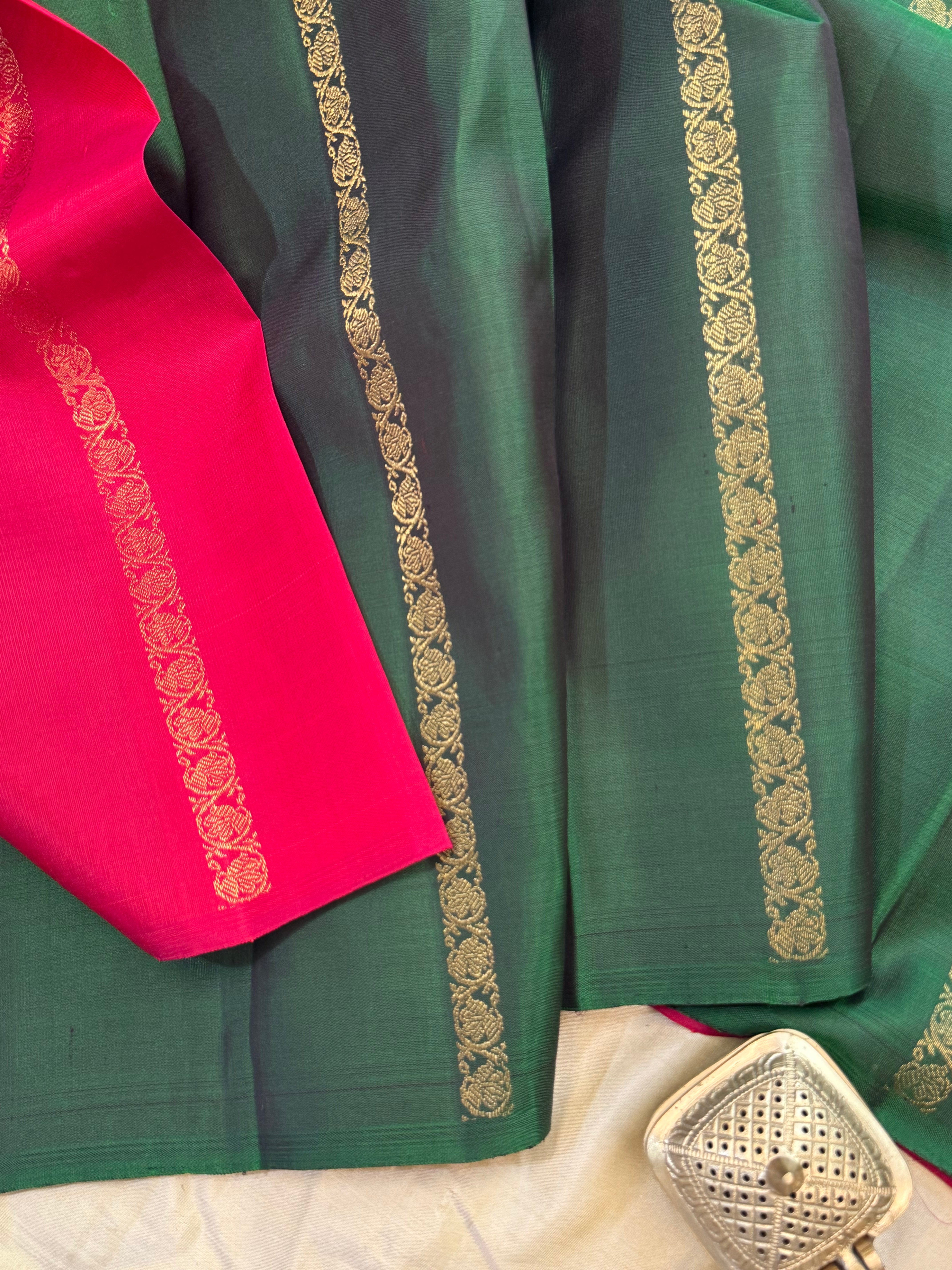 Green and pink concept saree / Kanjipuram silk