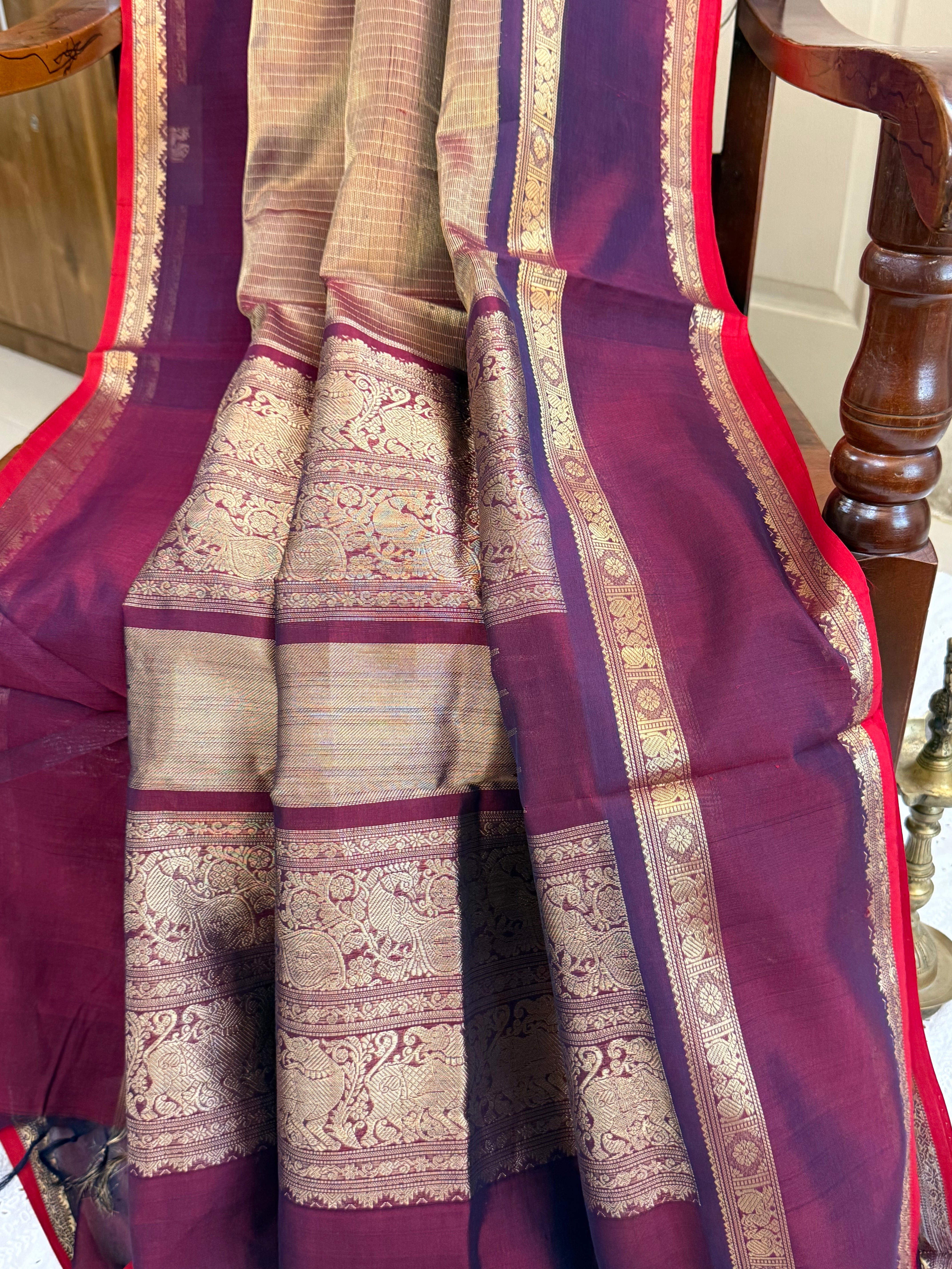 Deep Araku tissue rettapet border/ Premium Silk Cotton CL8287