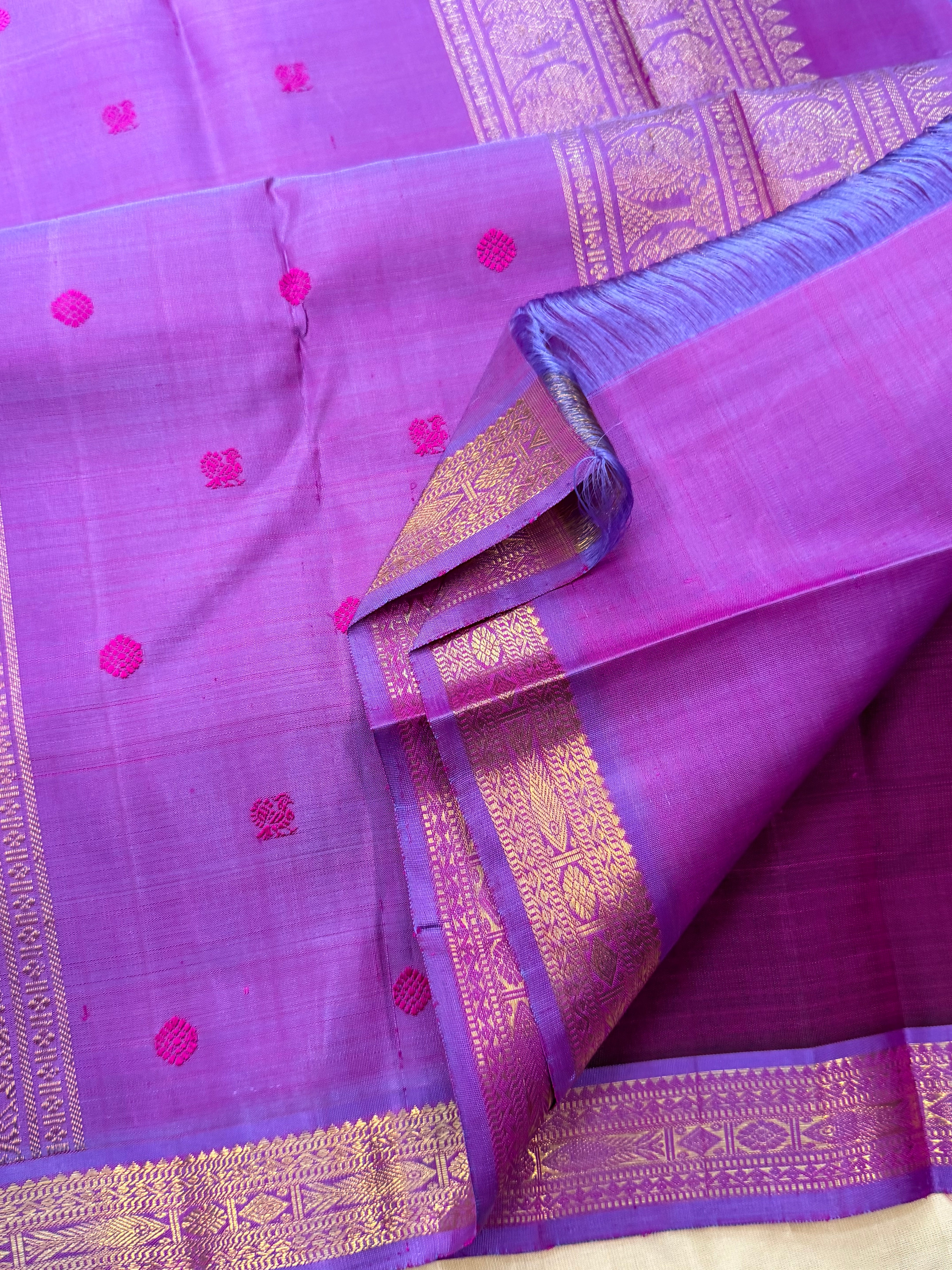 Permam : purple small border / Kanjipuram silk CL4497