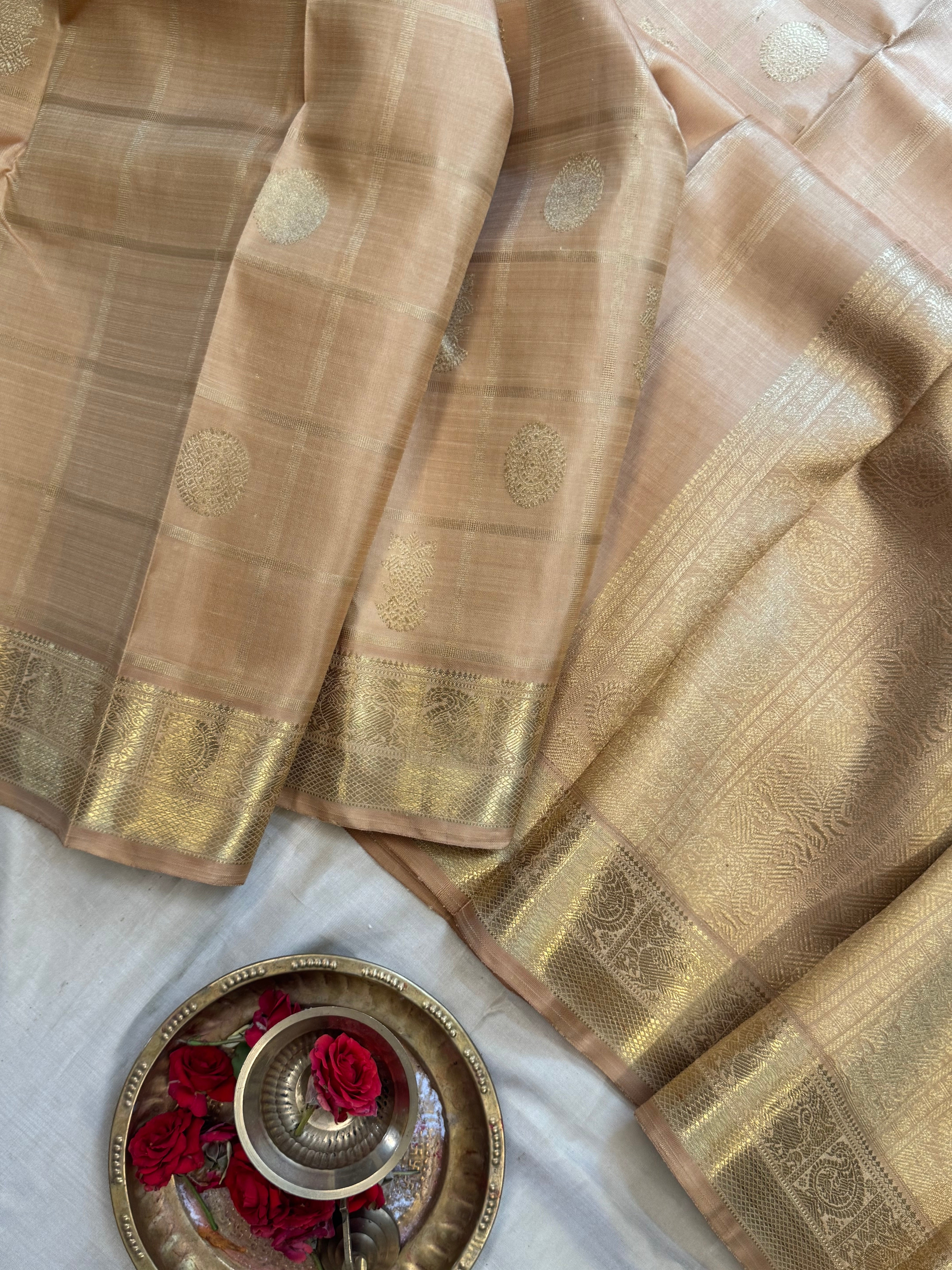 Golden Tussar colour kattam Butta / Bridal edit kanjipuram silk