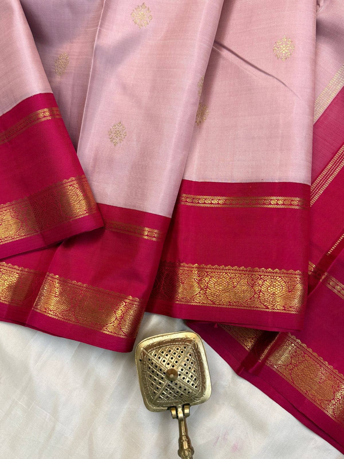 blush pink Korvai pure Zari / kanjipuram silk clsa286