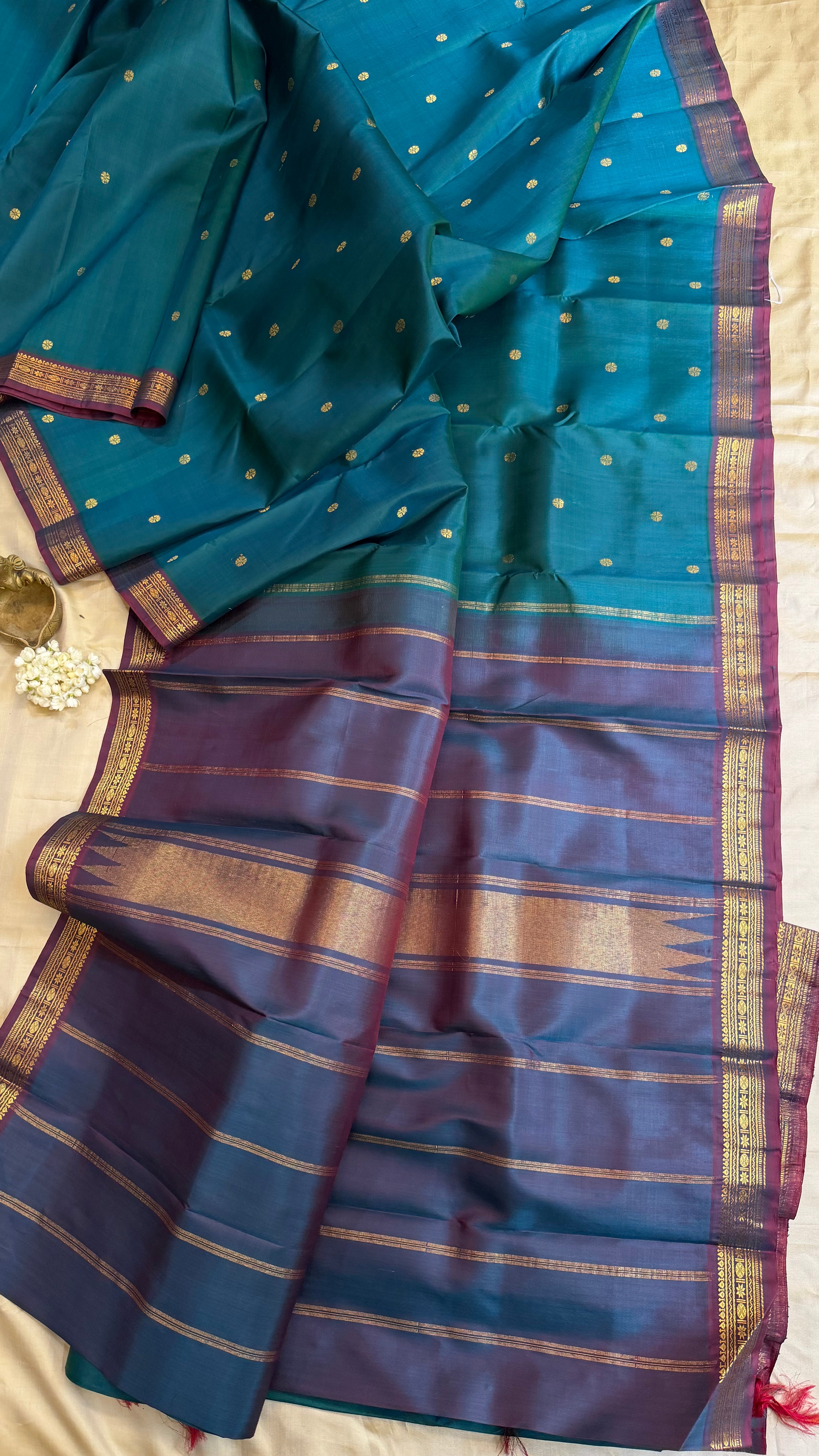 Rama blue small border/ Arani silk