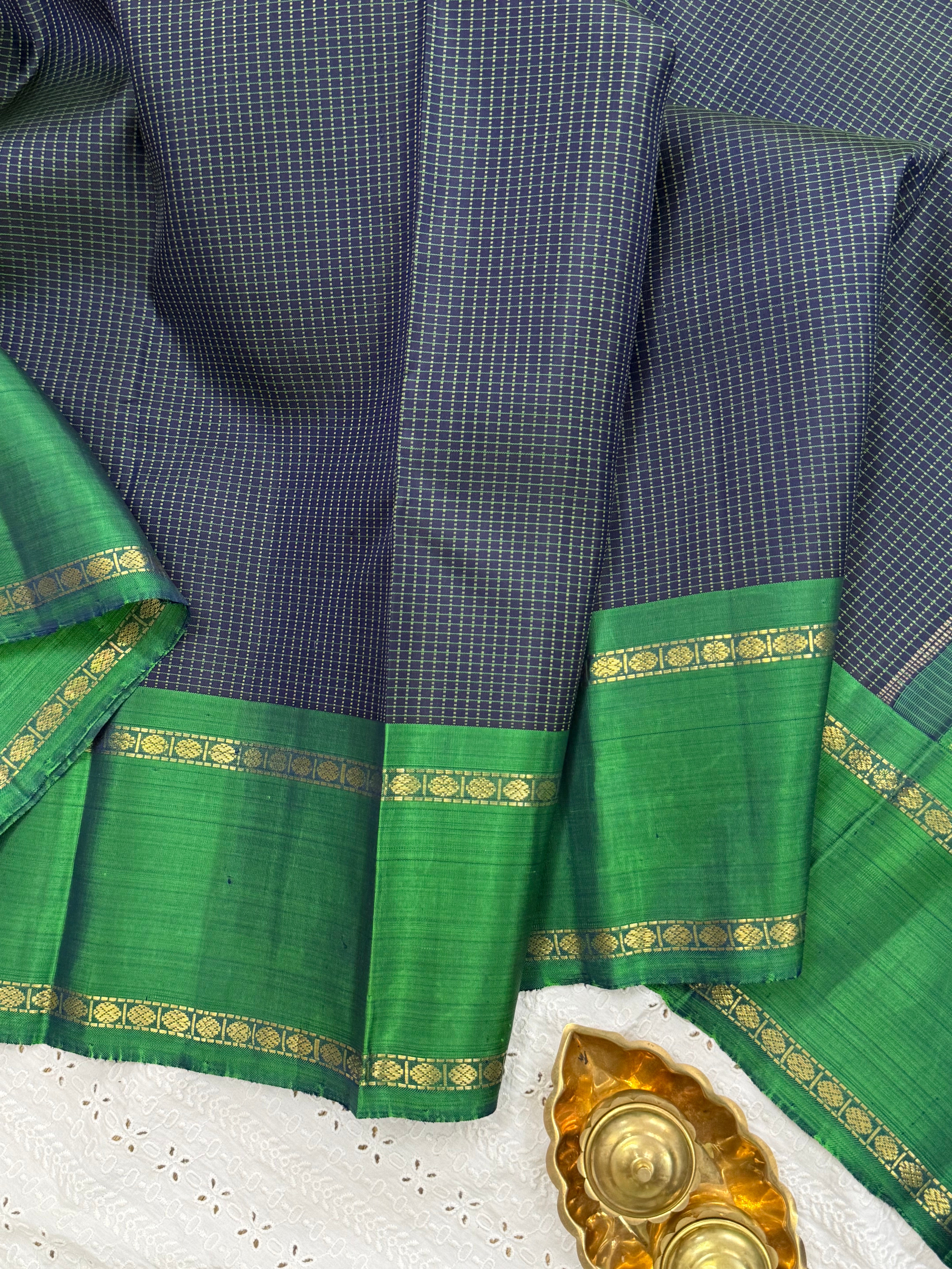 DARK BLUE KATTAM RETTAPET BORDER /KANJIPURAM SILK SAREE CLSA9003