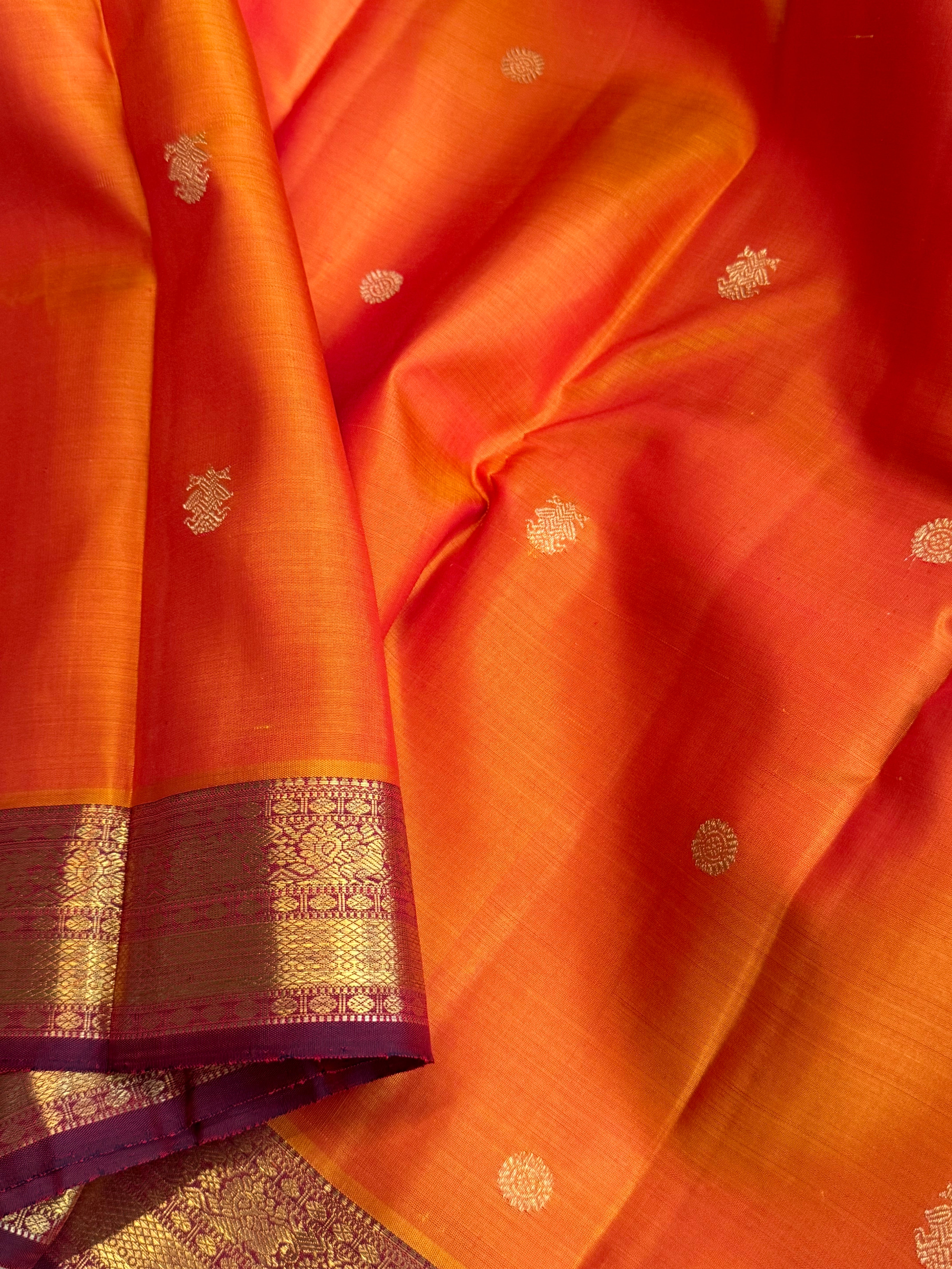 Rustic orange and araku / Kanjipuram silk