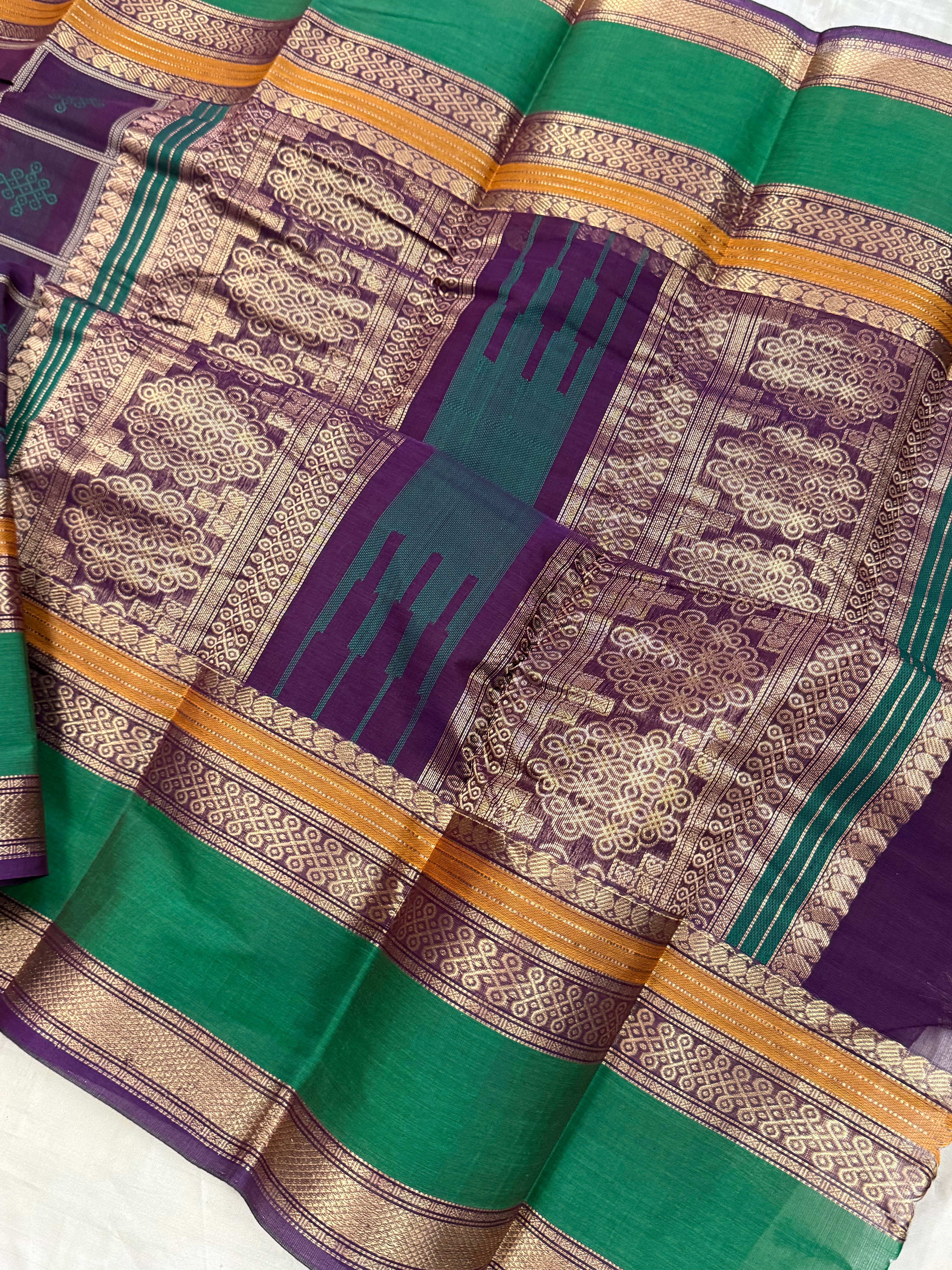 Purple kattam kolam butta / Kanchi Cotton