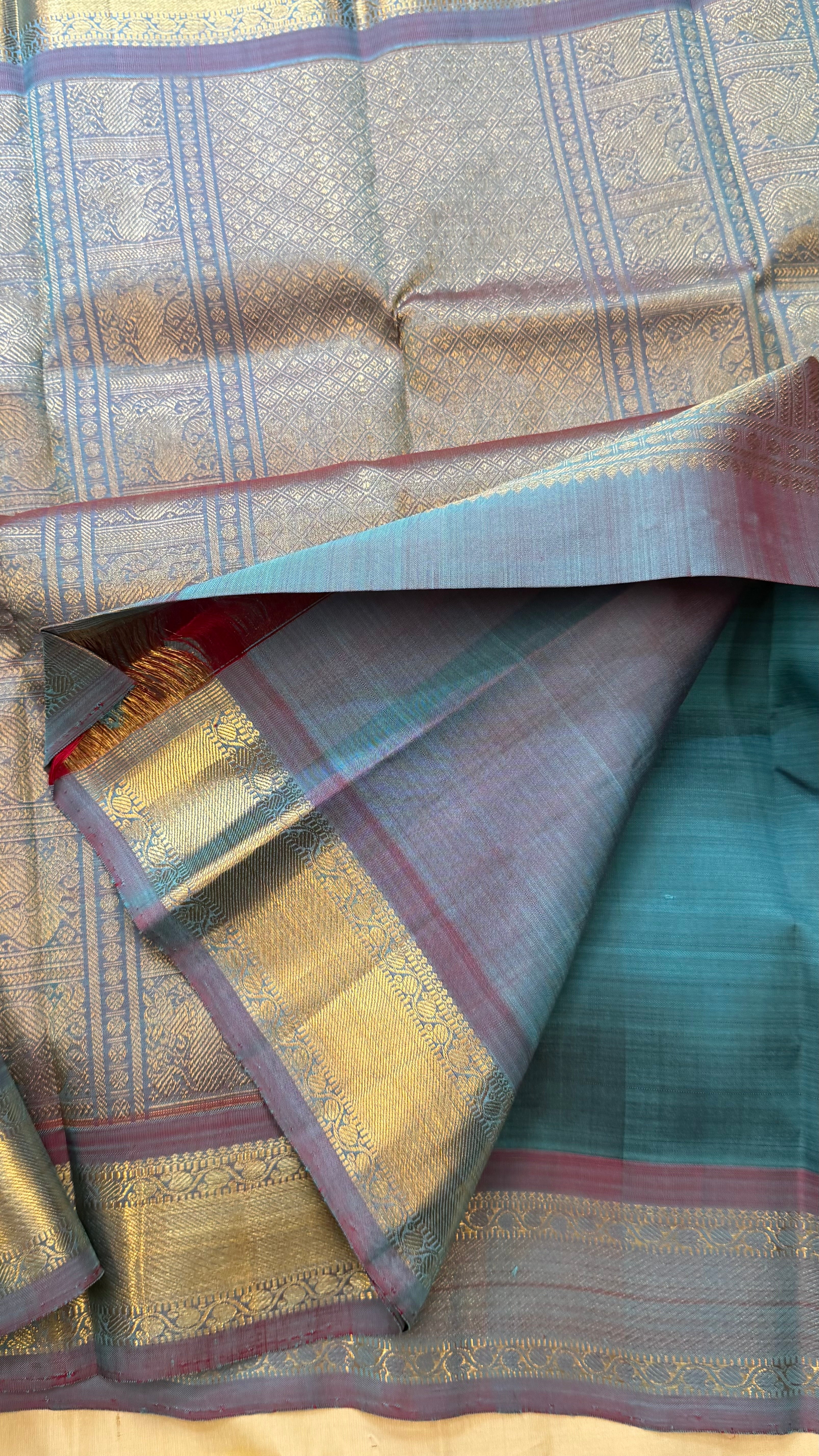 Rama blue and pastel lavender/ Kanjipuram Silk