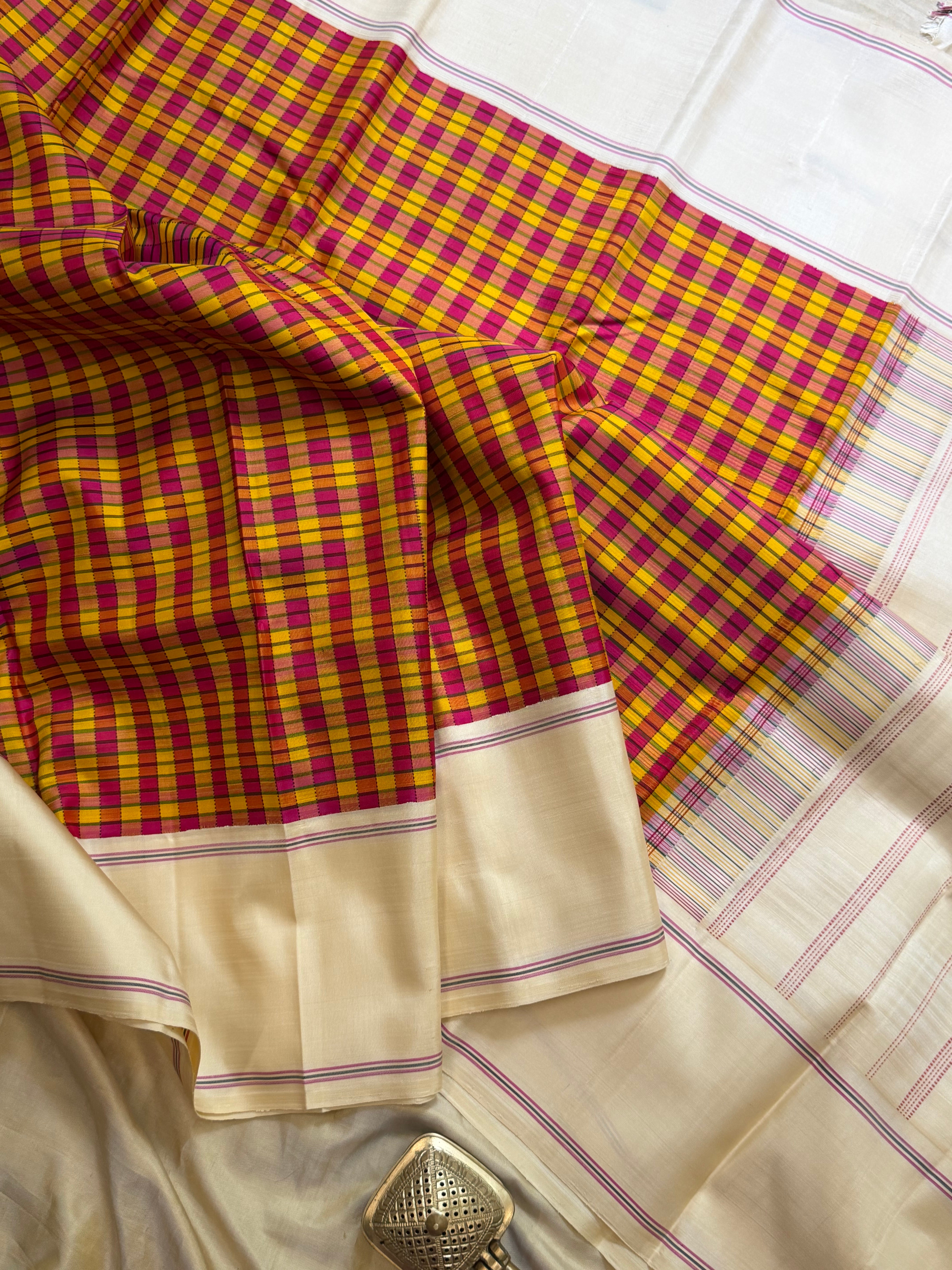 Multi color Kattam Korvai / Arani silk