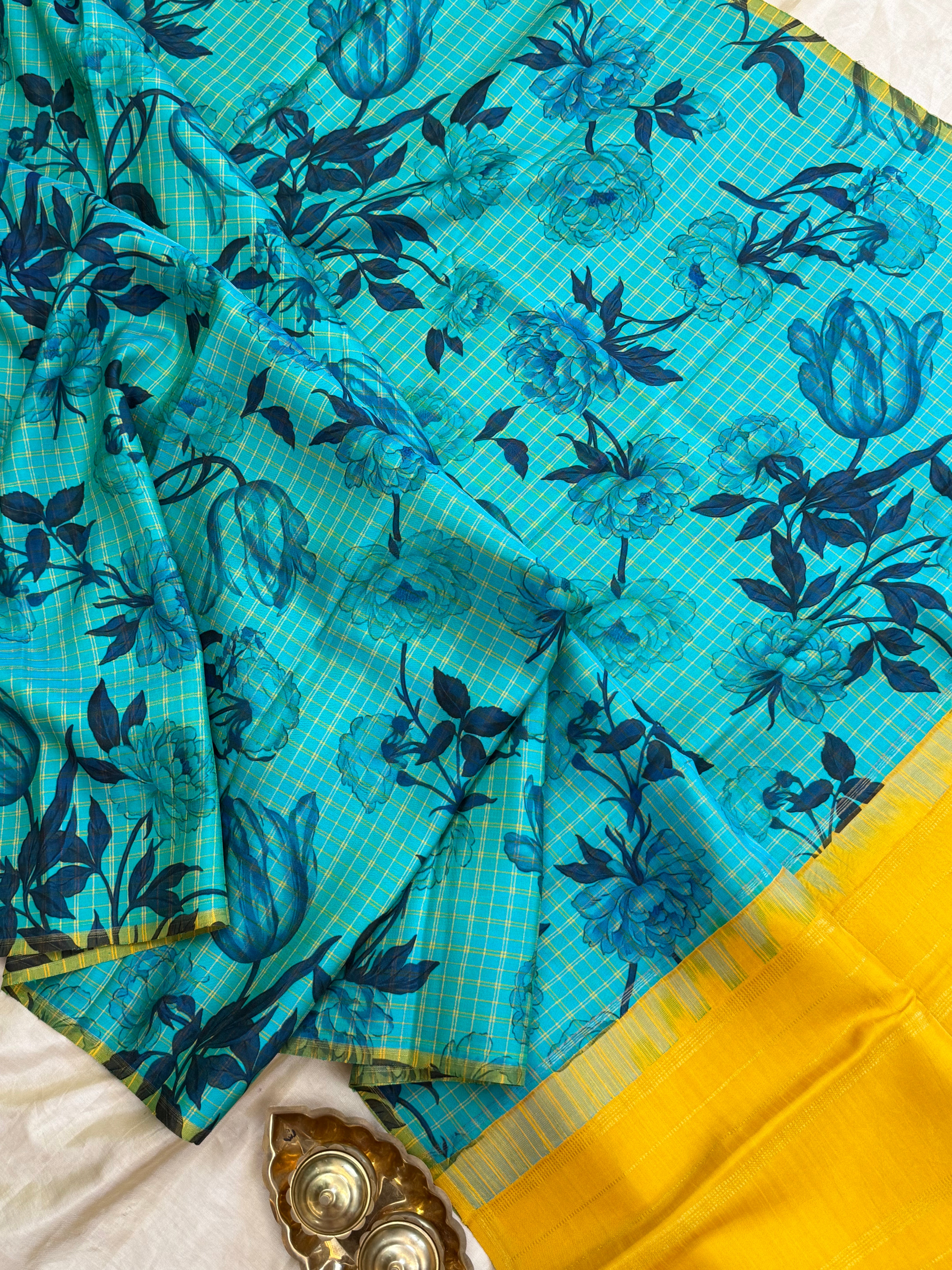 FLORAL DIGITAL PRINTED PURE ZARI / KANJIPURAM SILK SAREE CLSA 10817