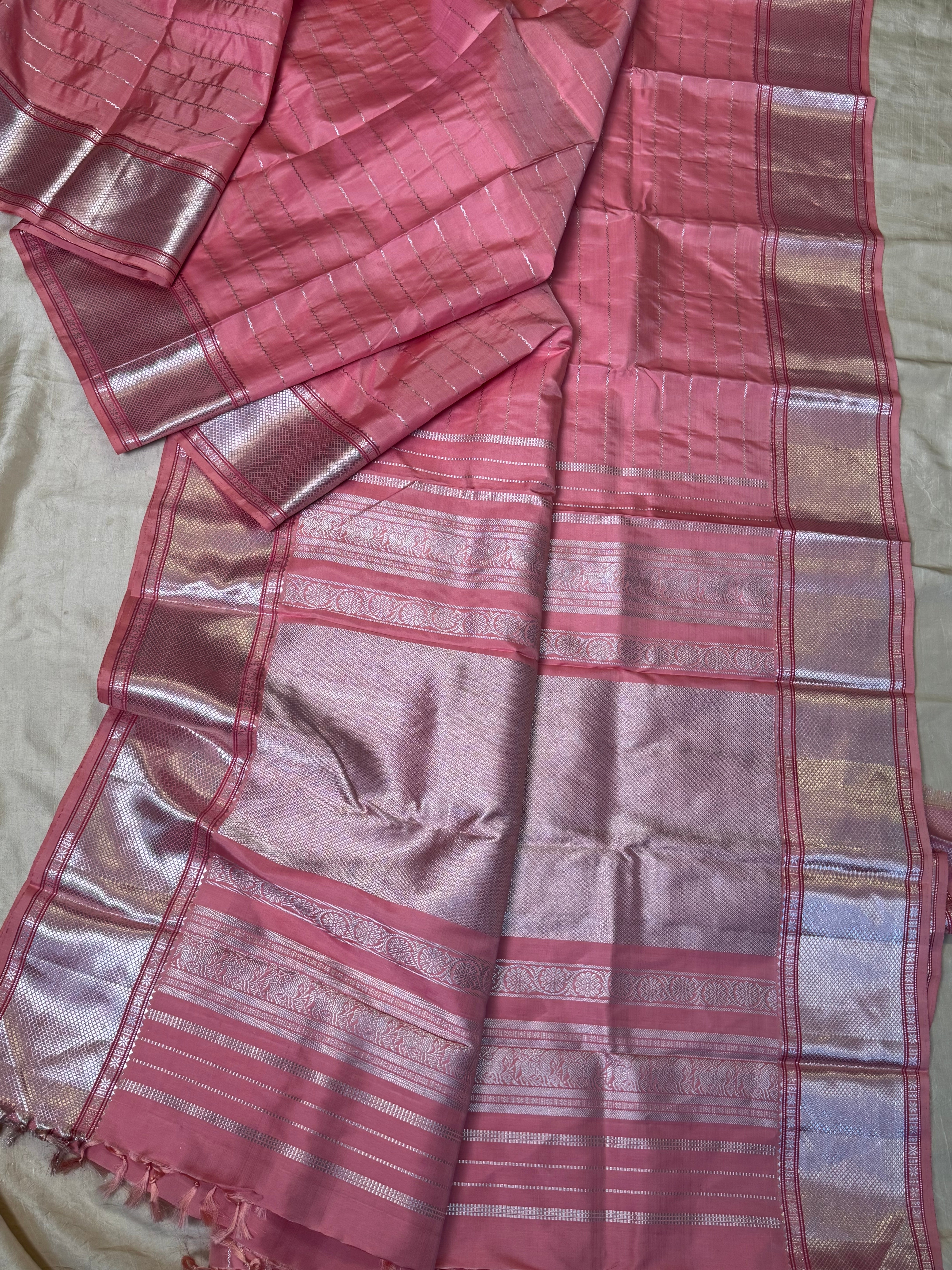 Pastel pink veldhari / Kanjipuram silk