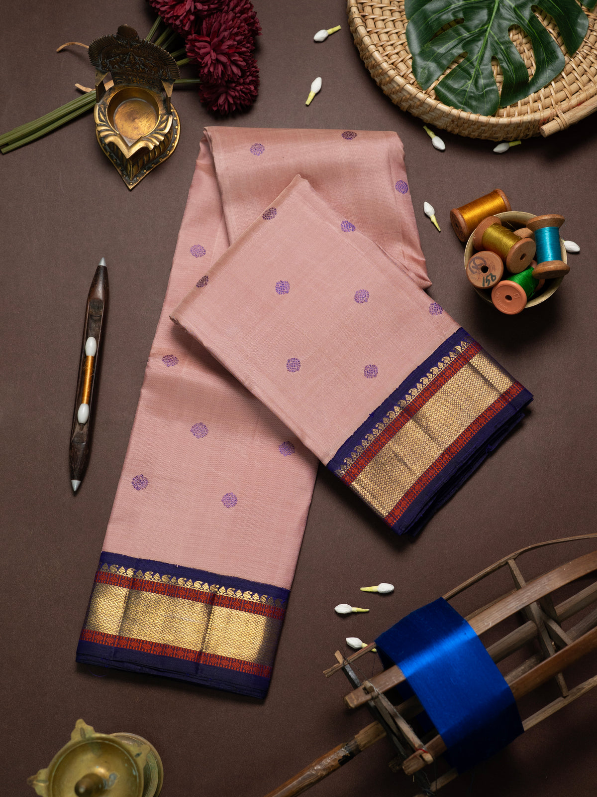 Baby pink korvai Kanjipuram Silk Saree CLSA8410