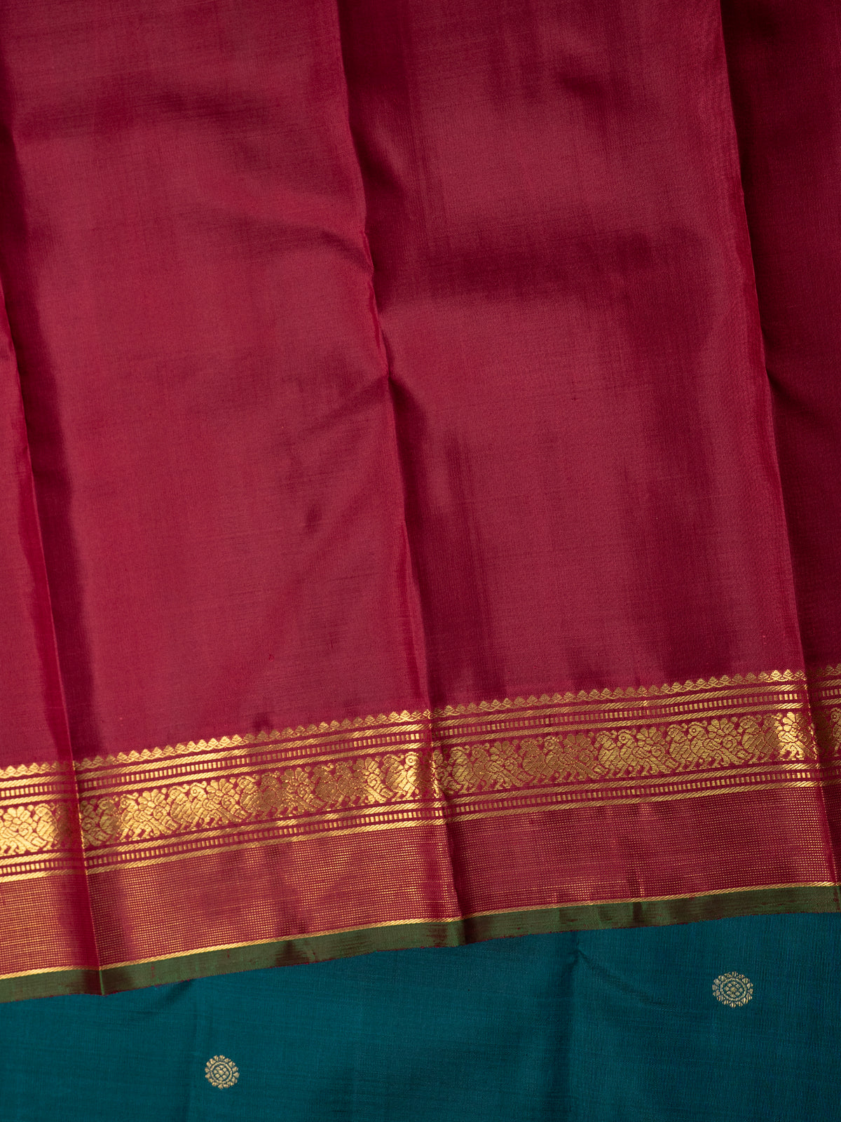 Rama green Korvai Kanjipuram Silk Saree CLSA10977