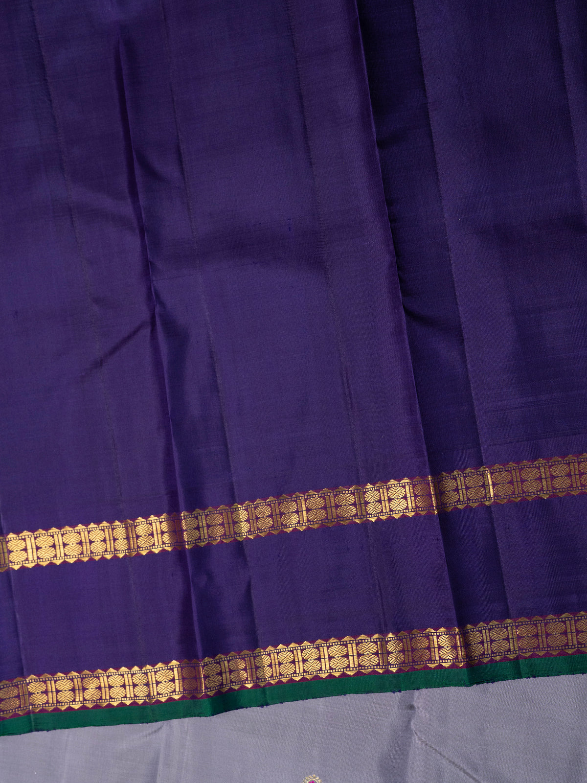 Greyish blue Meena Butta Korvai Kanjipuram Silk Saree CLSA10978