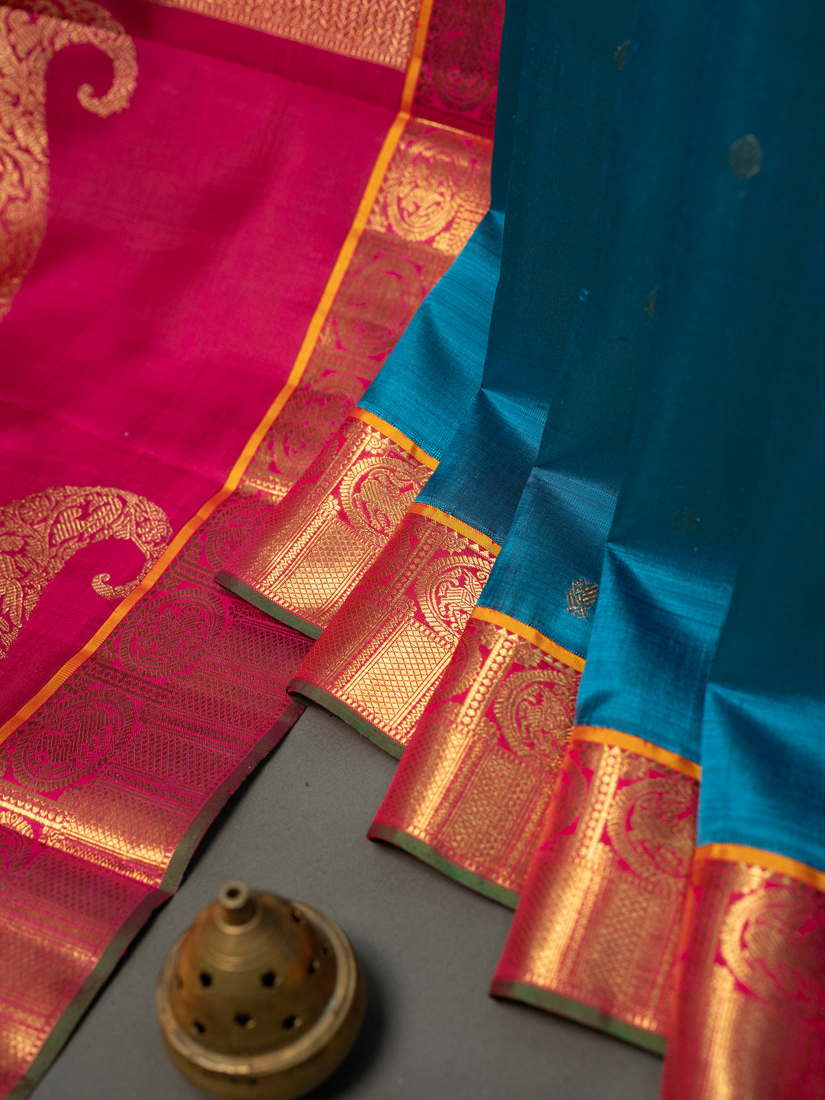 Rama blue Kai Korvai Kanjipuram Silk Saree CLSA7749