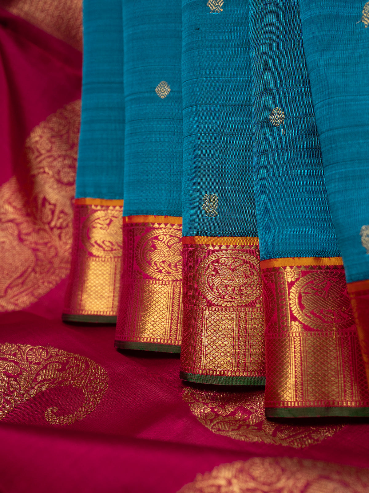 Rama blue Kai Korvai Kanjipuram Silk Saree CLSA7749
