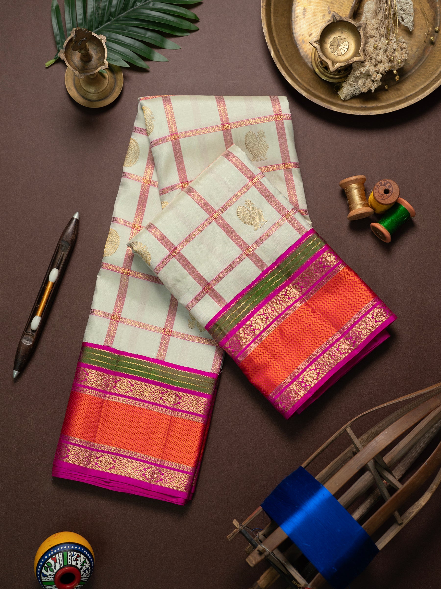 Vintage revival kattam Butta Kanjipuram Silk Saree CLSA11025