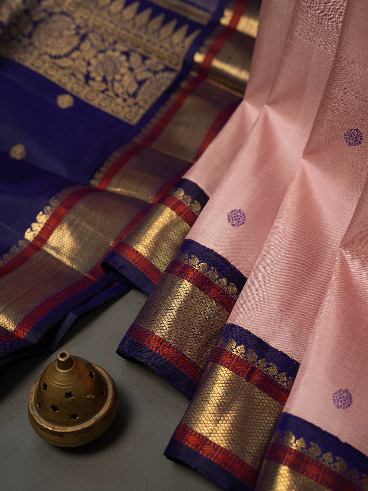 Baby pink korvai Kanjipuram Silk Saree CLSA8410