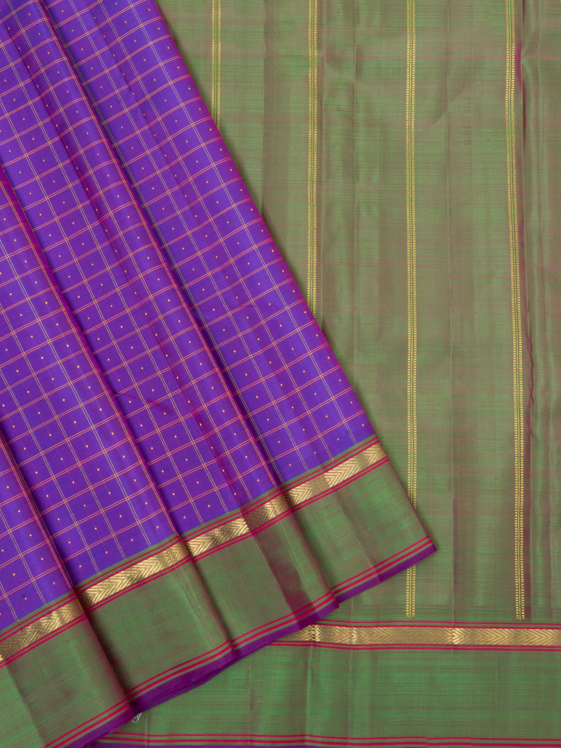 Purple and green pooja checks / Arani silk CLSA5718