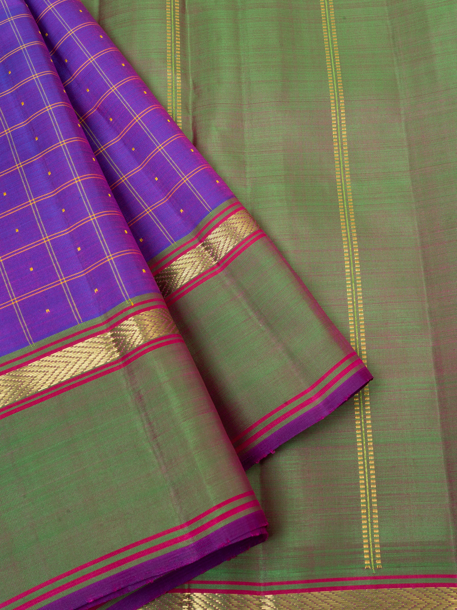 Purple and green pooja checks / Arani silk CLSA5718