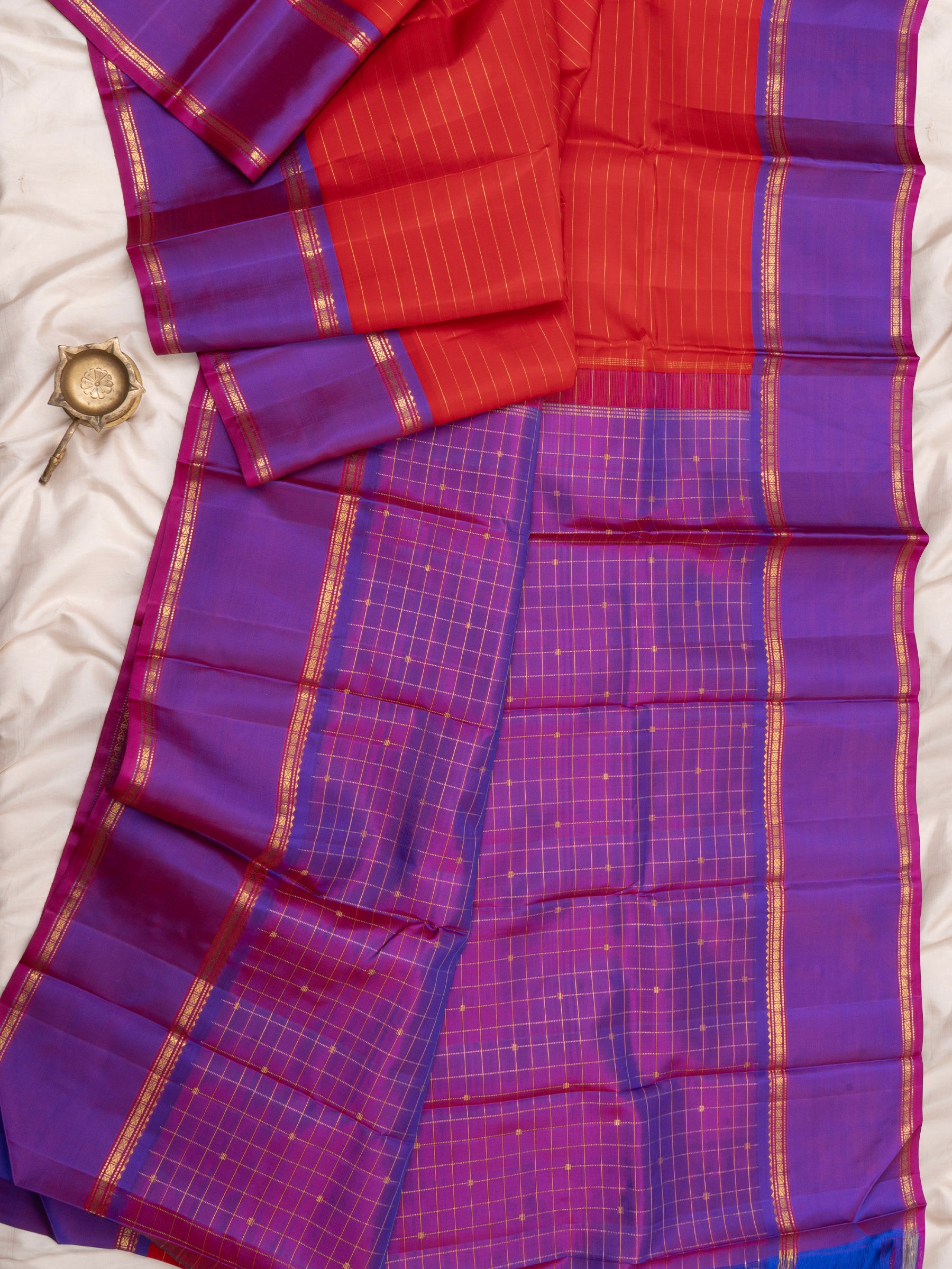Orangish red and purple /Arani silk CLSA3482