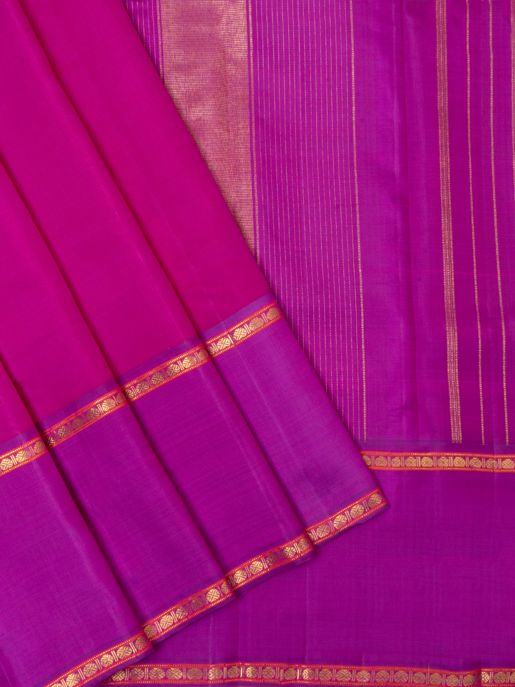 Pink and purple long border/Arani silk CLSA4973