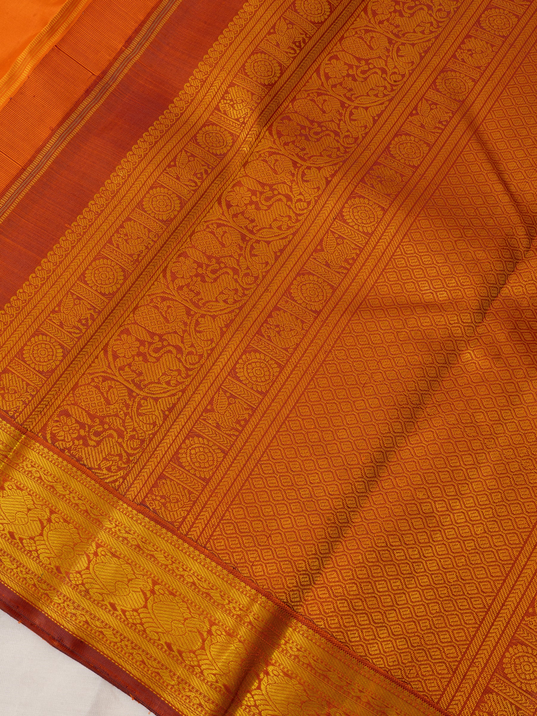 Orange Iruthalaipakshi thread work /Arani silk CLSA3421