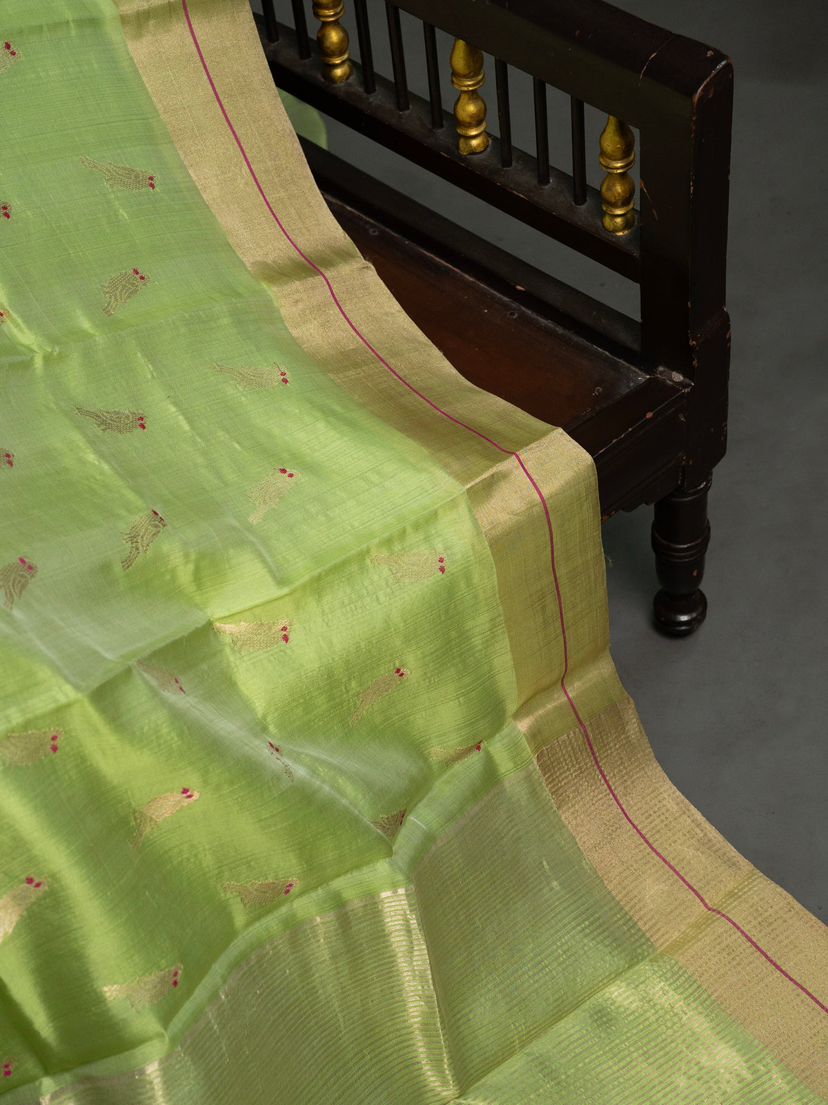 Parrot green with parrot meenakari butta/ Chanderi silk Saree CLSA10877