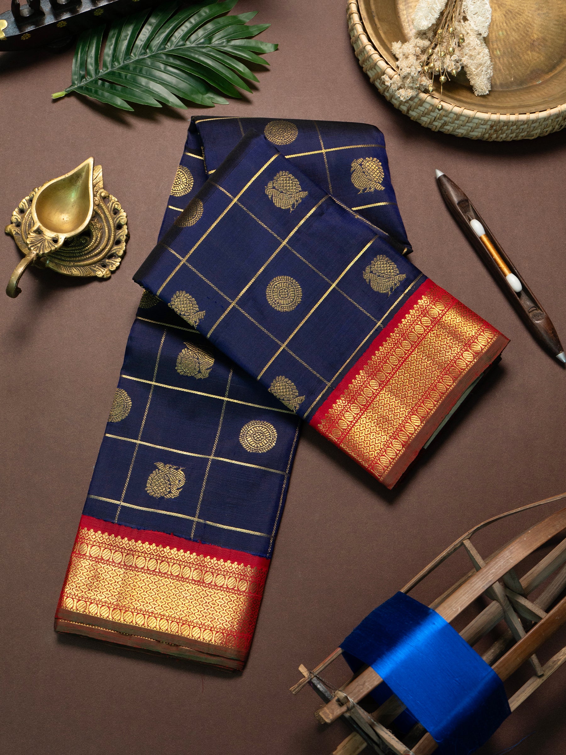 Blue Kai Korvai Kattam pure Kanjipuram Saree CLSA9340