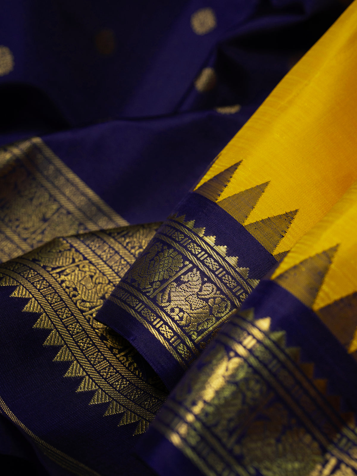 Yellow and blue Korvai /Kanjipuram Silk Saree CLSA9500