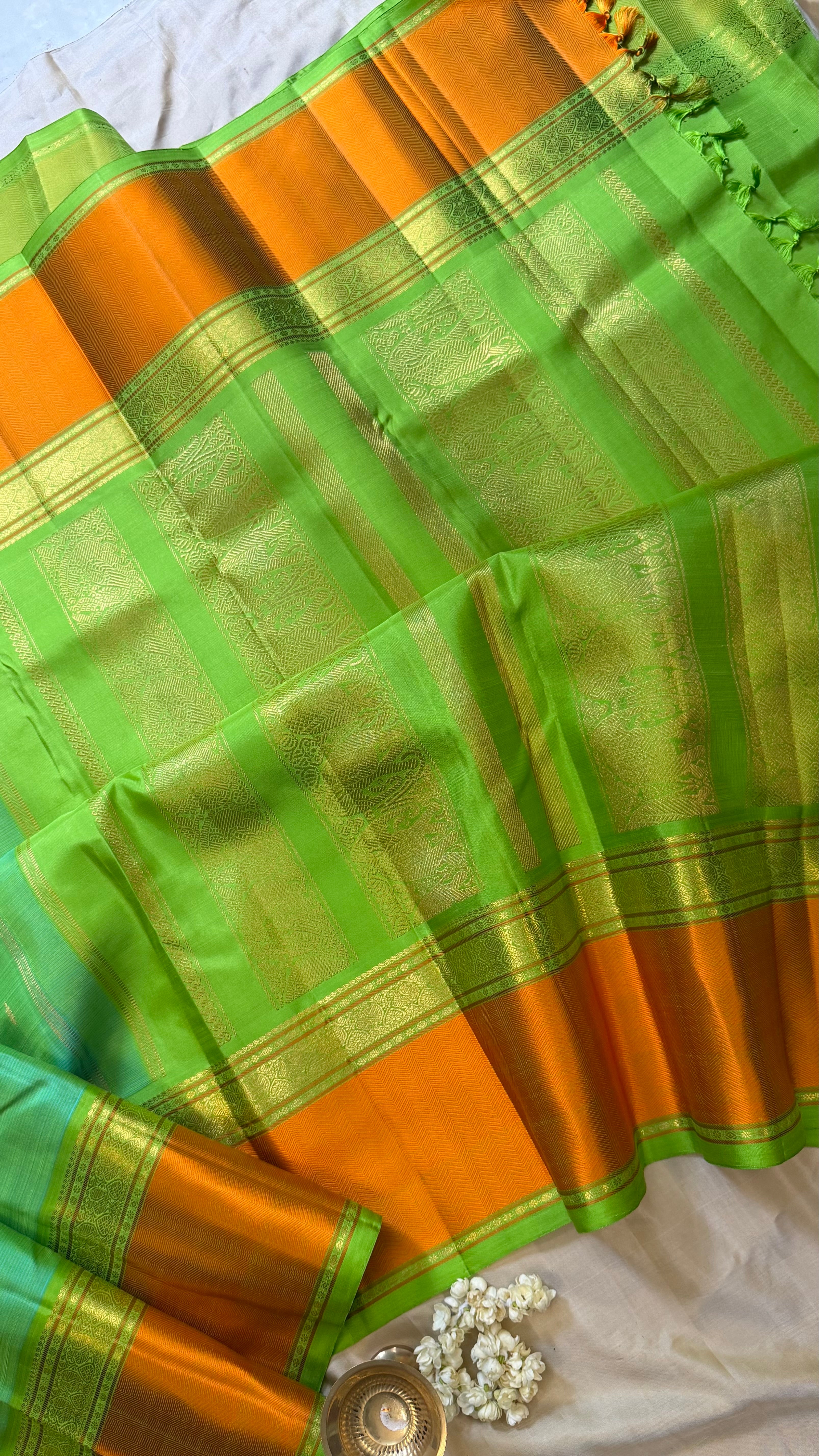 Master weaver - Green shot parrot green / Kanjipuram Silk
