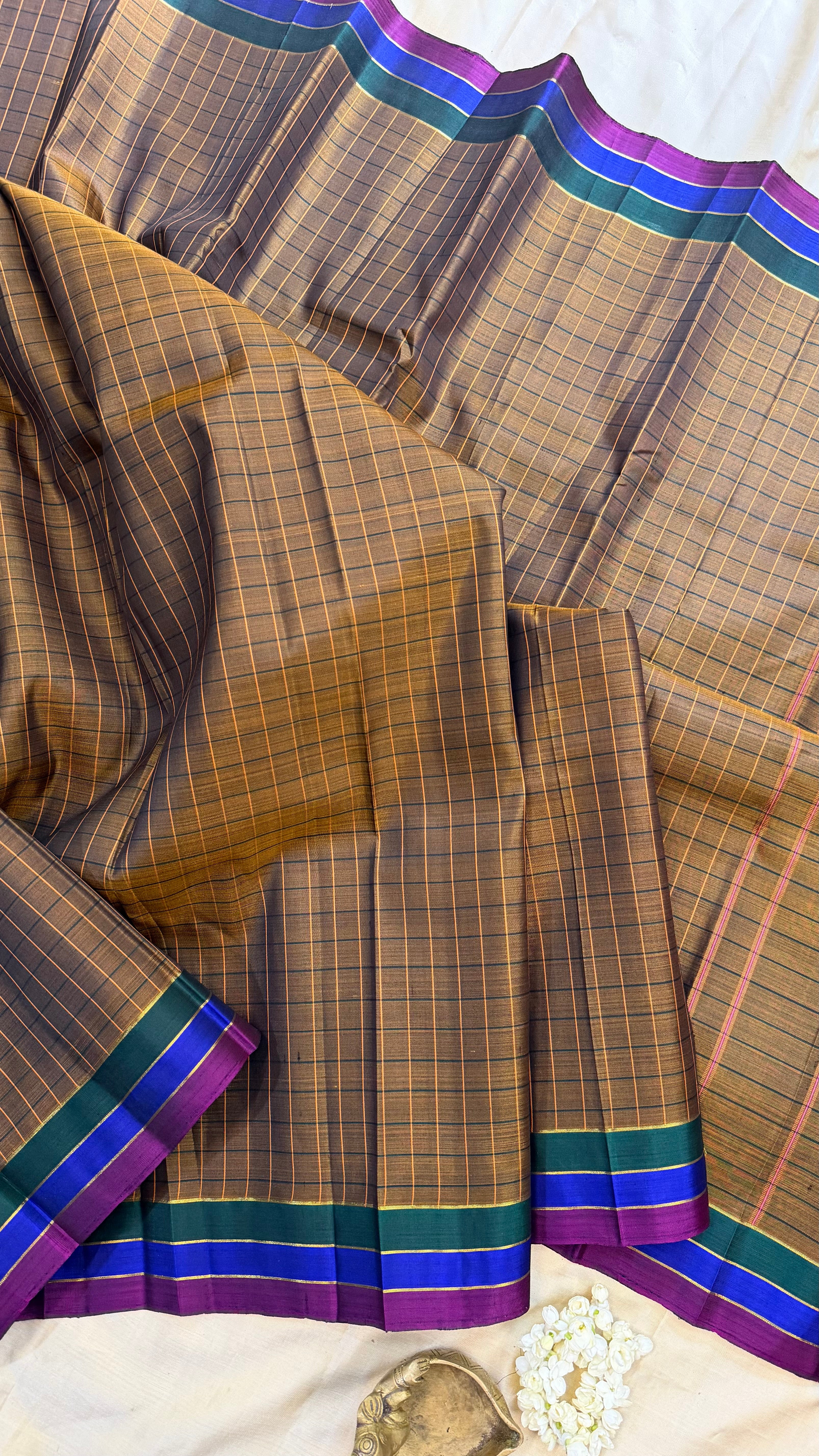 Brown thread work / Arani silk