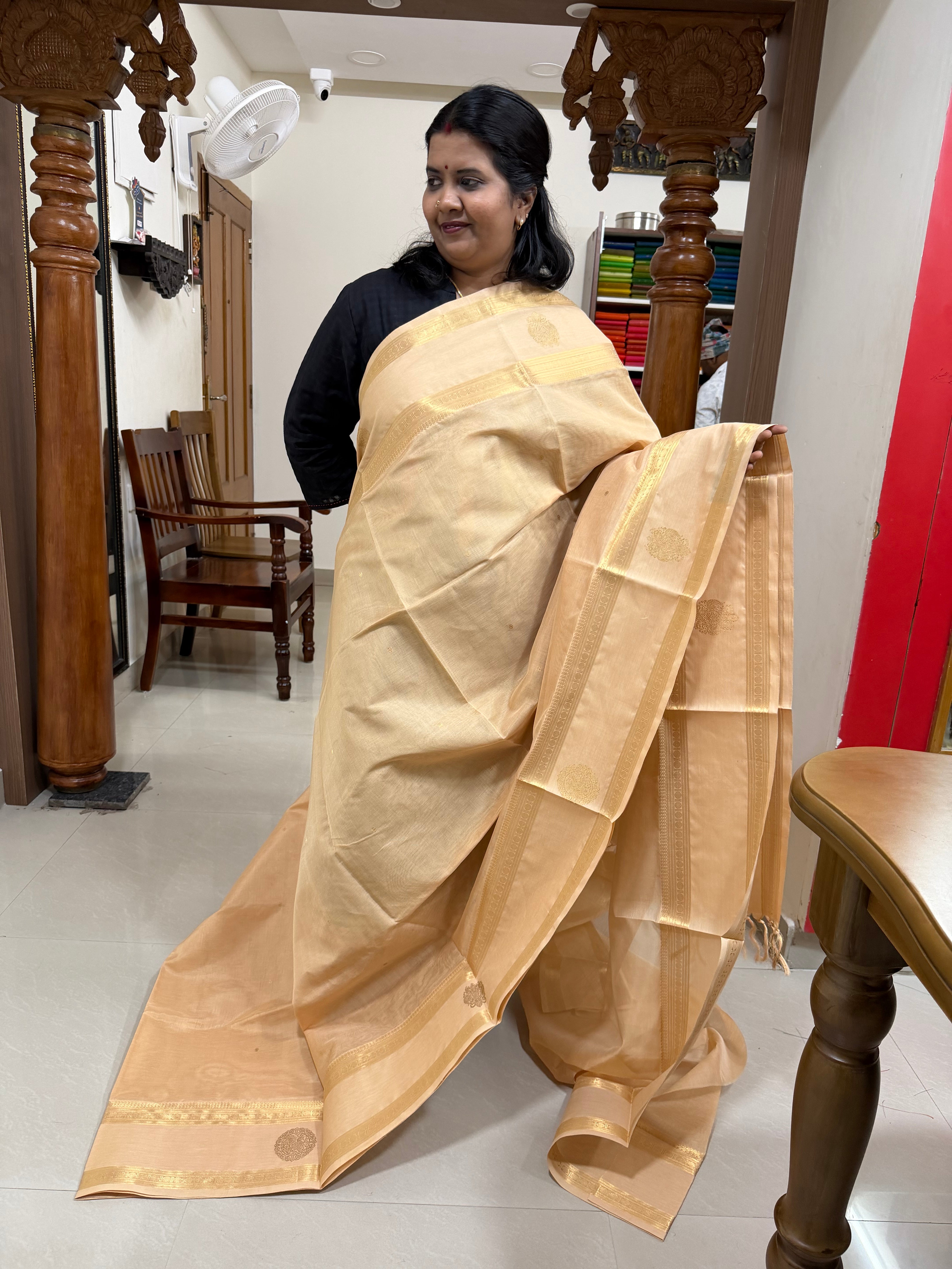 Border Butta ivory gold / Onam series silk cotton