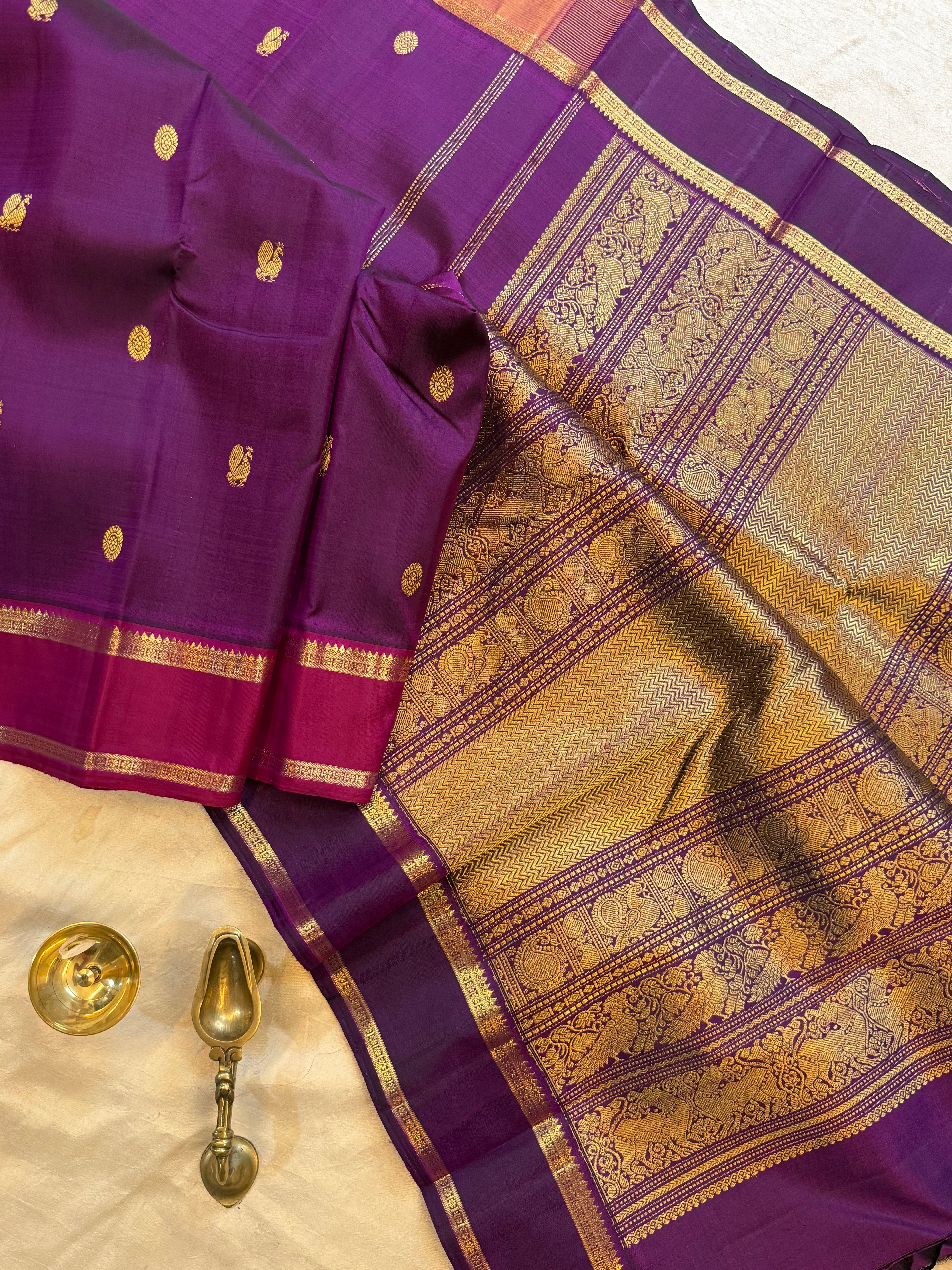 Aubergine colour Ganga Jamuna / kanjipuram silk