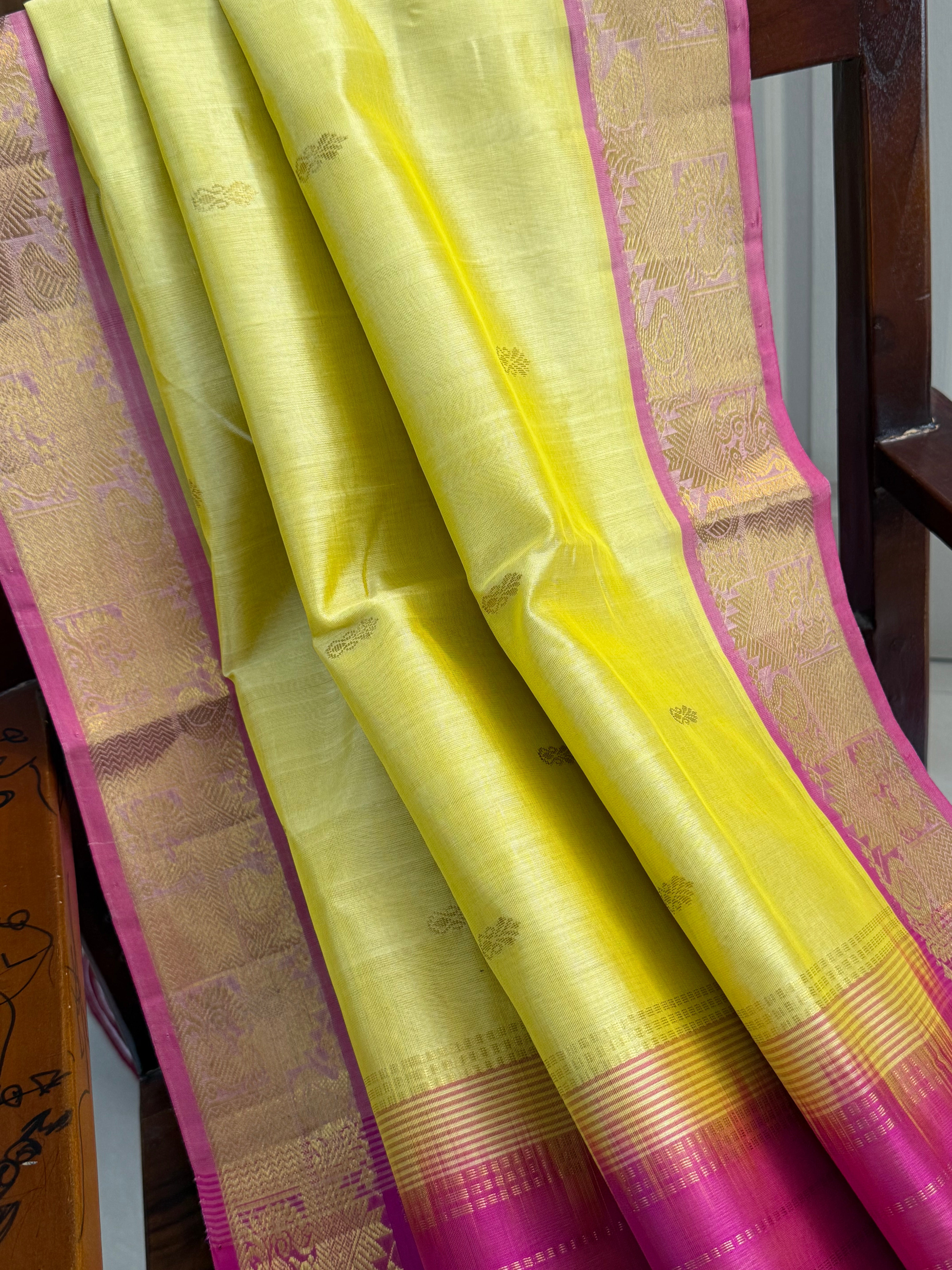 Pale yellow and pink / silk cotton